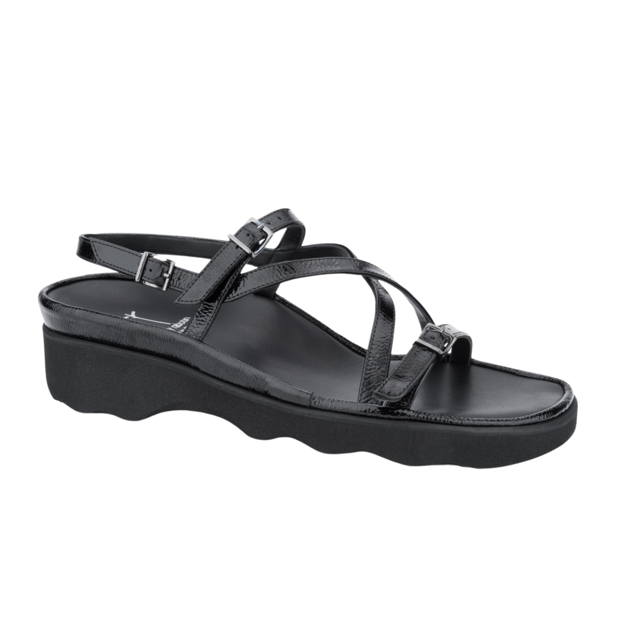 Thierry Rabotin Women's Wave Black Patent Leather Sandal