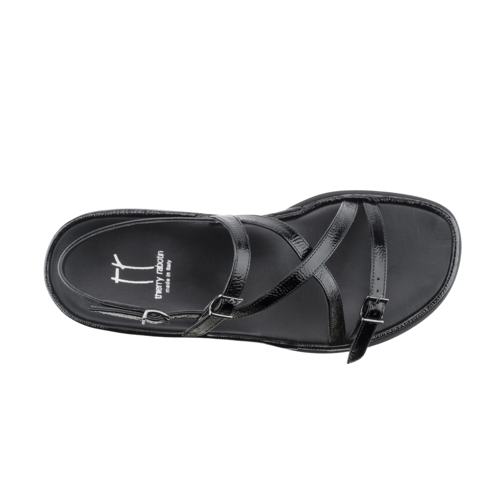 Thierry Rabotin Women's Wave Black Patent Leather Sandal