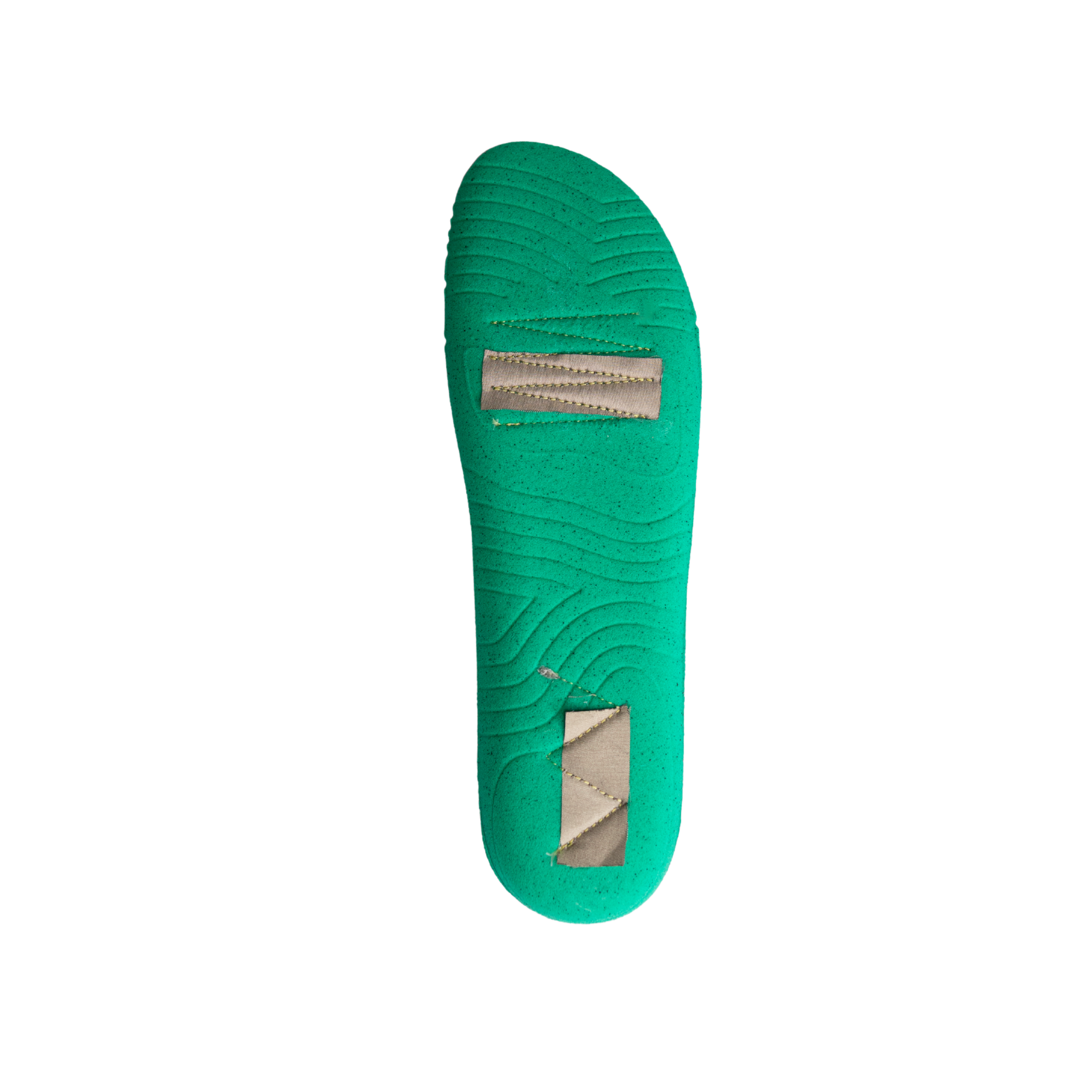 Green insole with a visible brand label on a white background