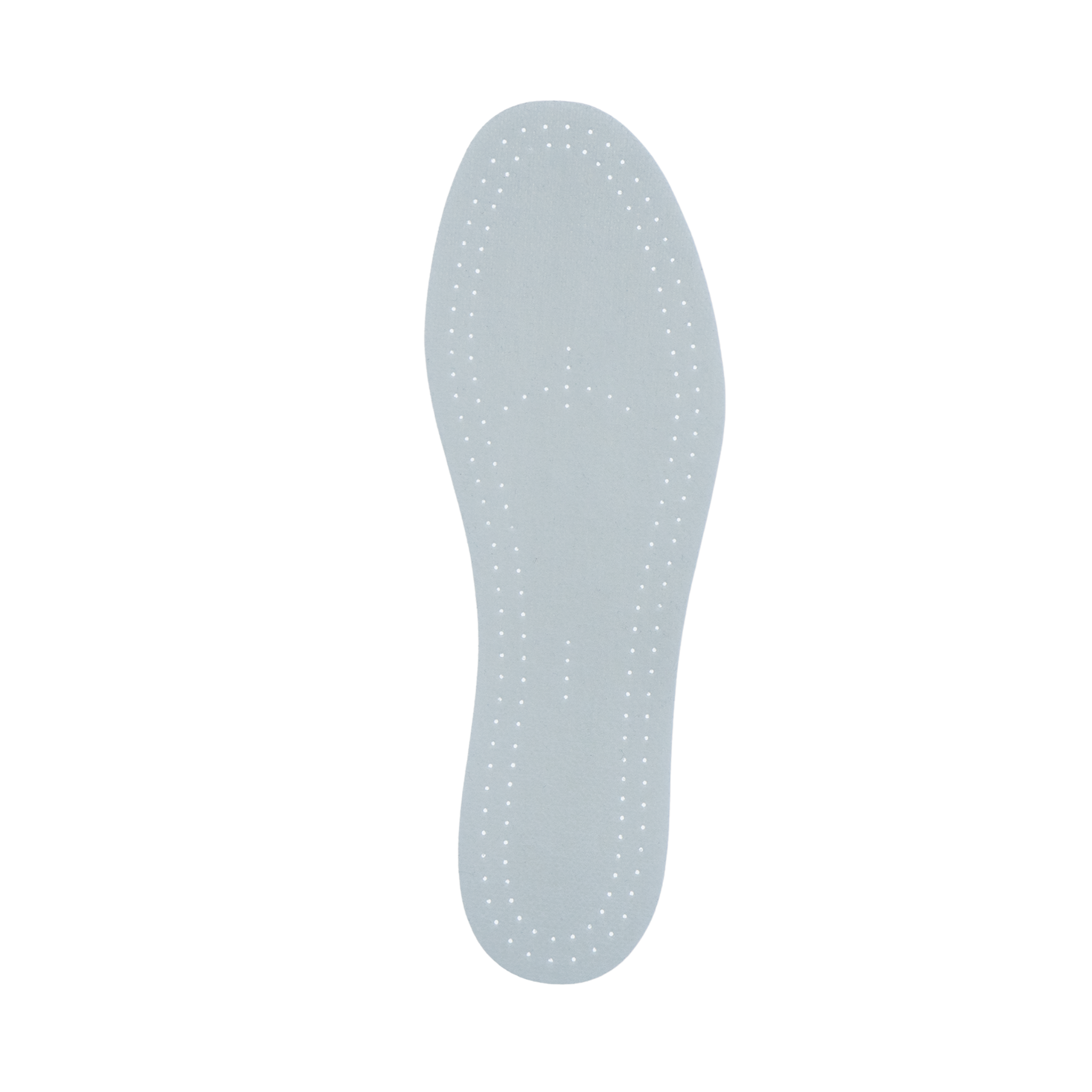 Gray shoe insole with small holes on a white background