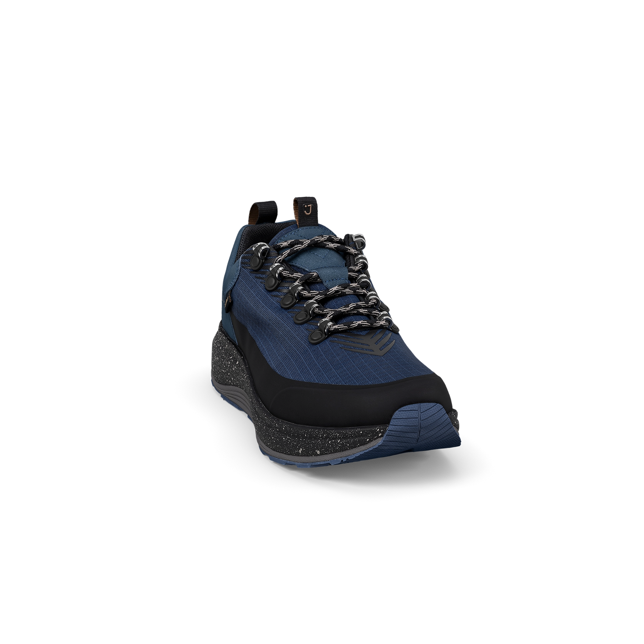 Blue and black sneaker on a white background