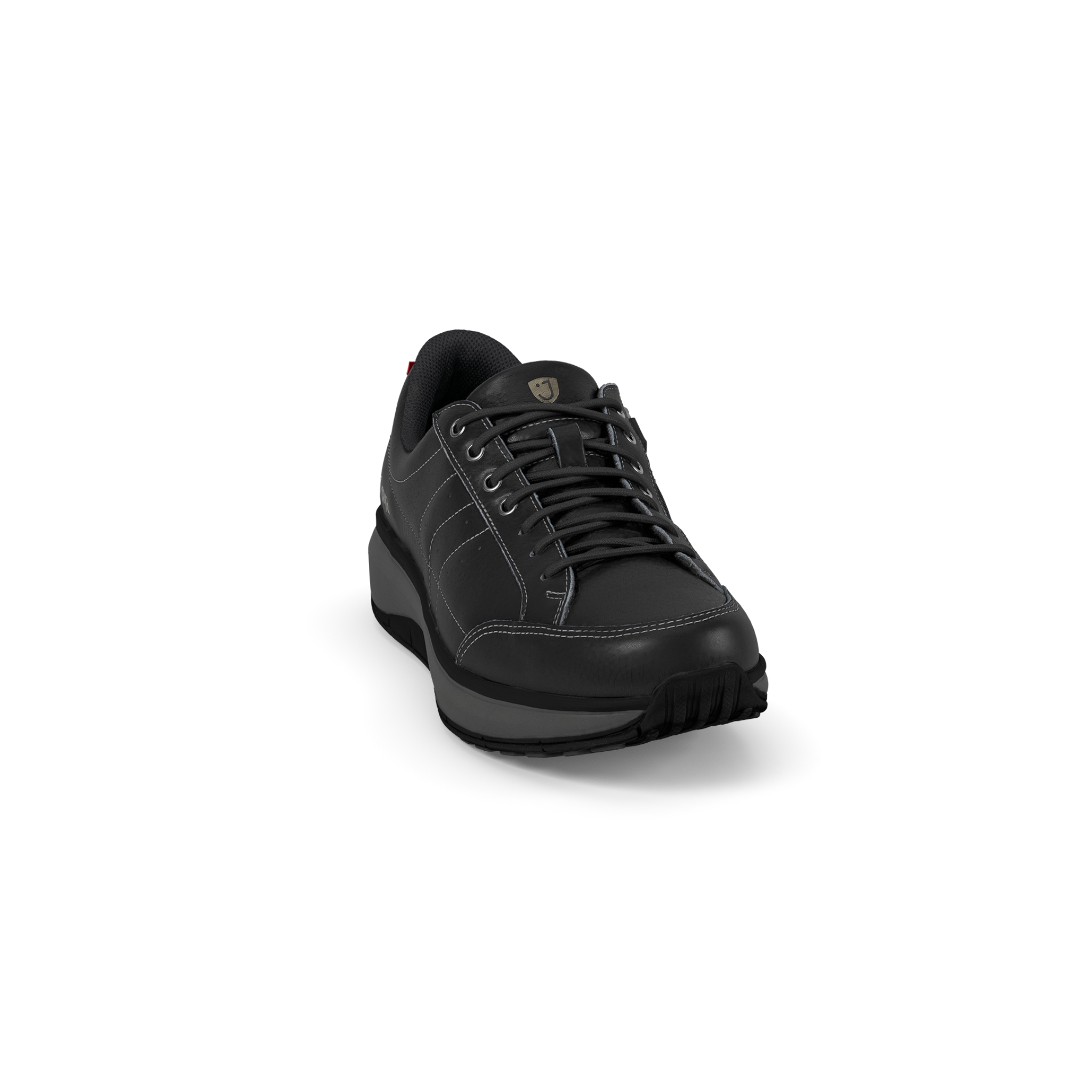 Black athletic shoe on a white background