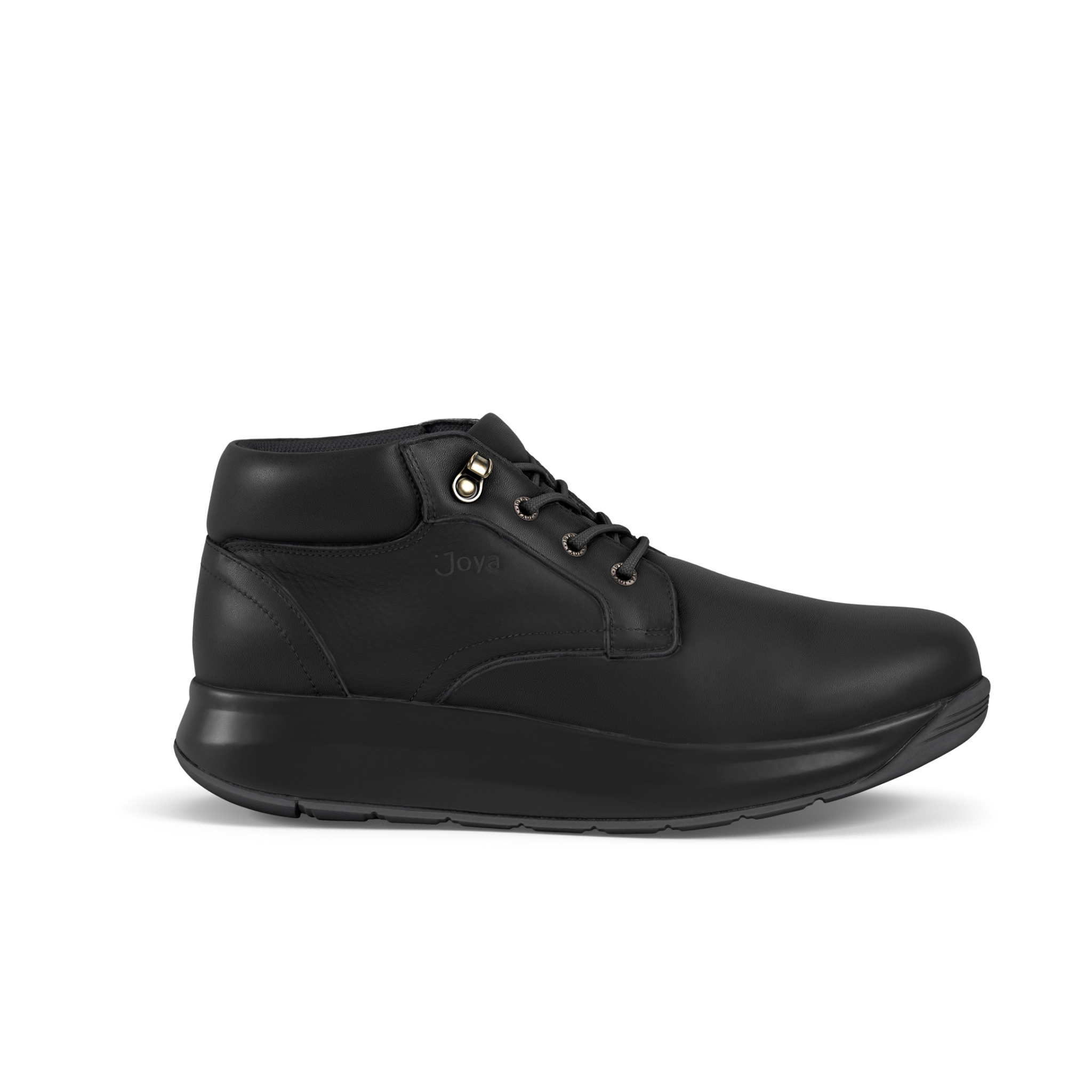 Black leather shoe on a white background
