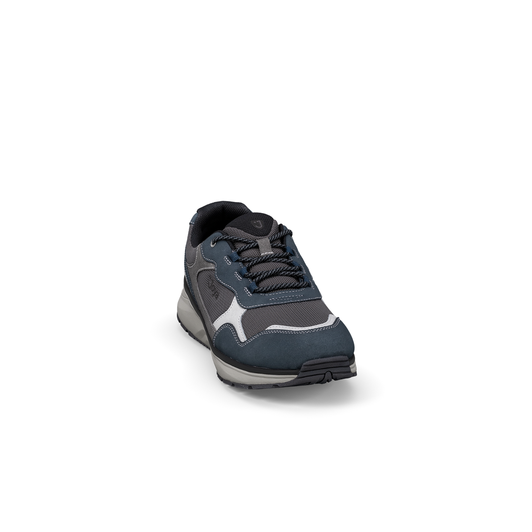 Gray and black sneaker on a white background