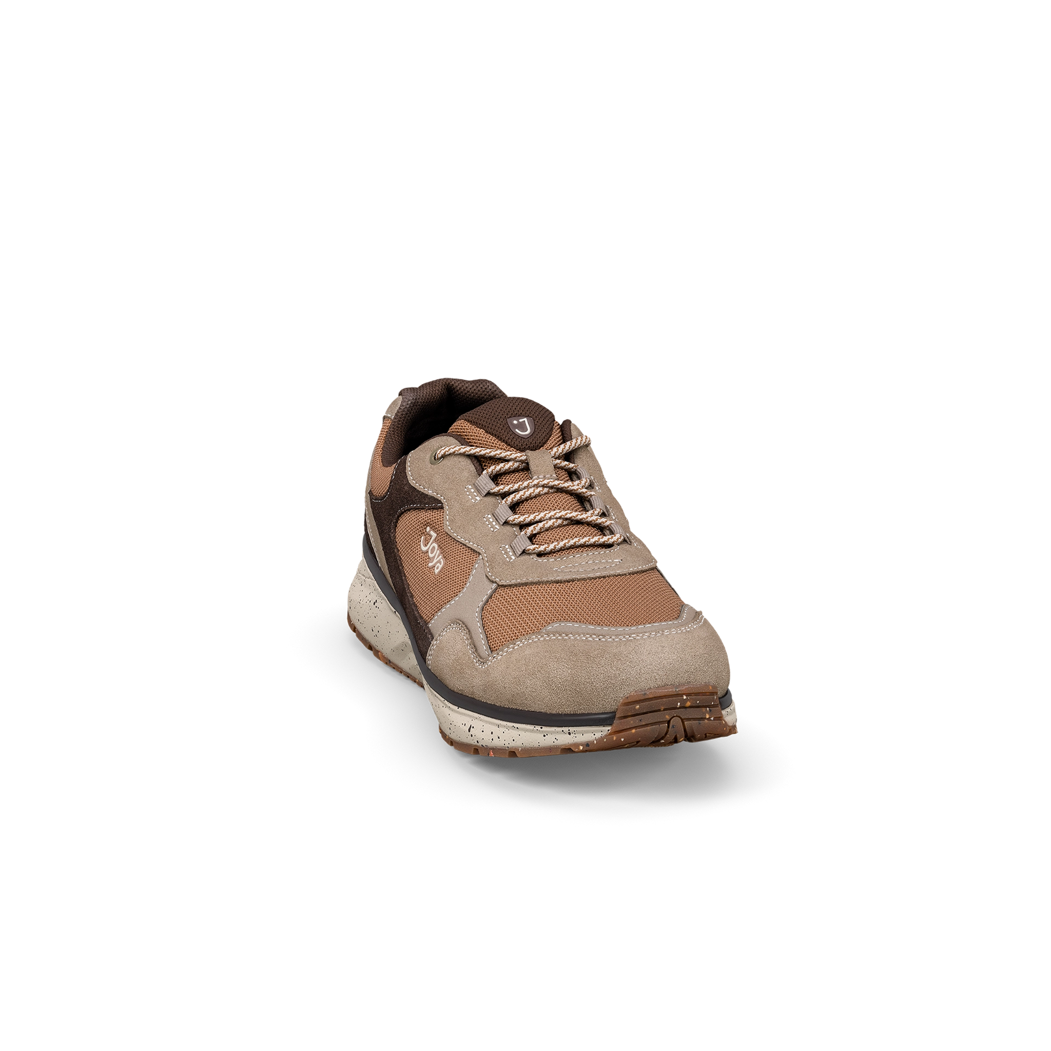 Brown and beige sneaker on a white background