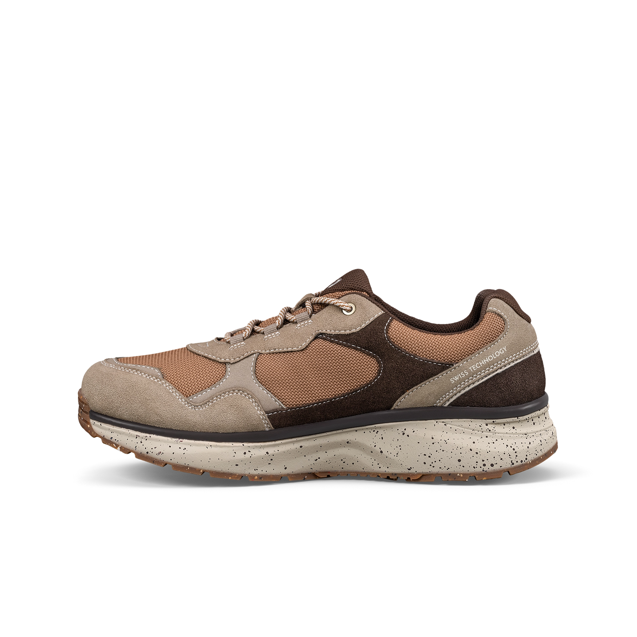 Brown and beige sneaker on a white background