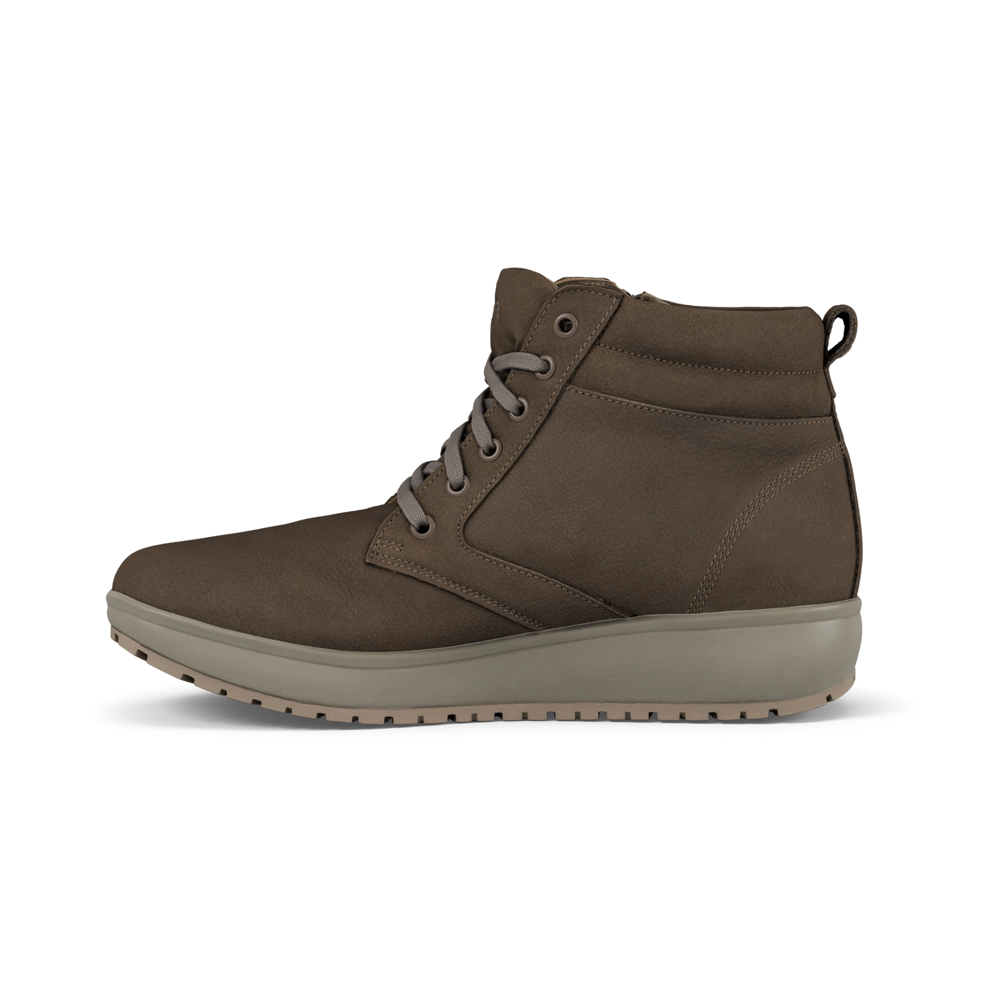 Brown ankle boot on a white background