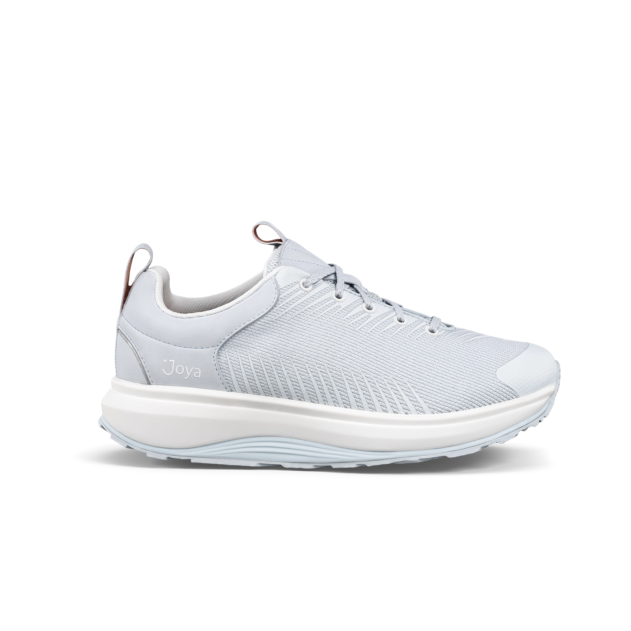 Light gray sneaker with 'Jova' branding on a white background