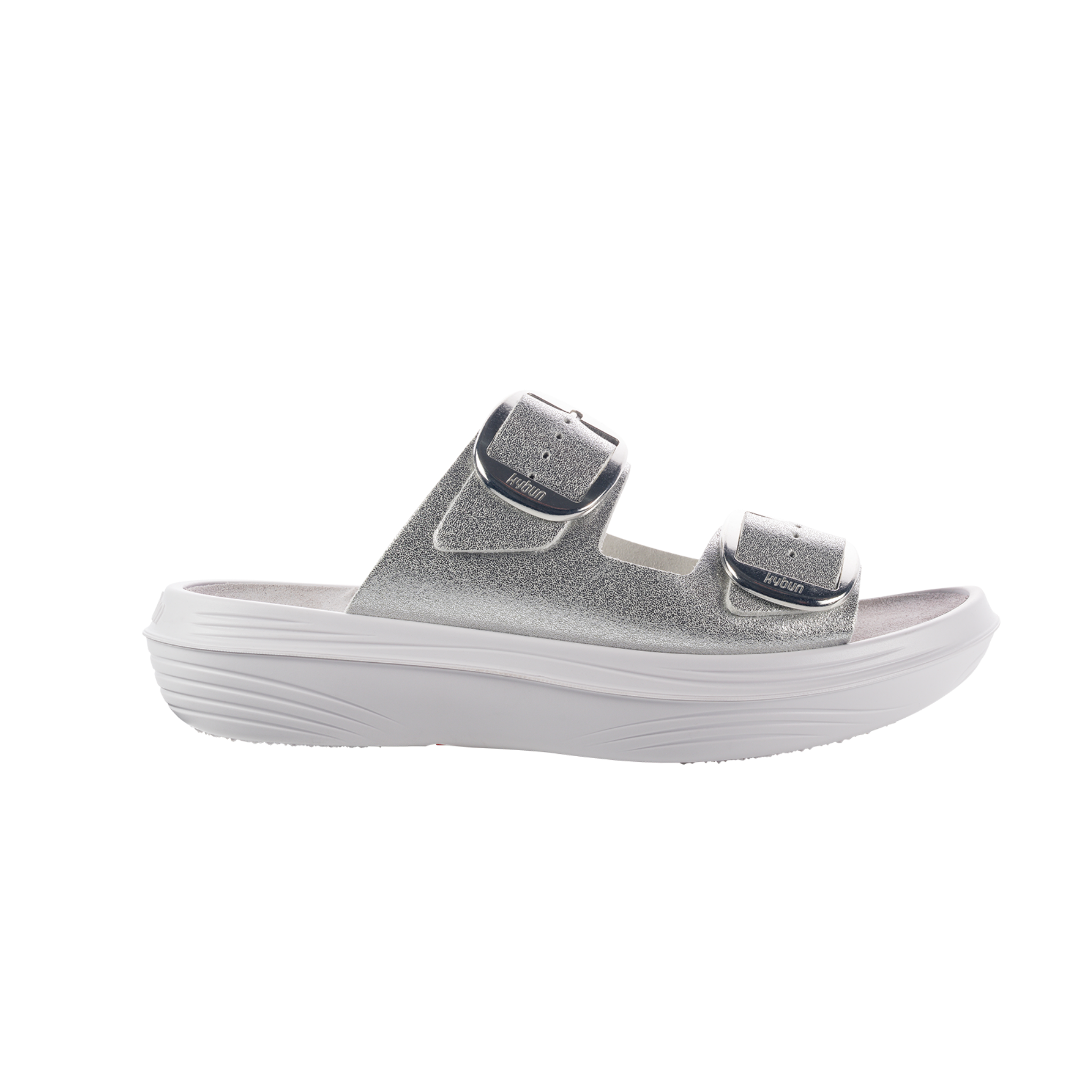 White sandal with a thick sole on a transparent background