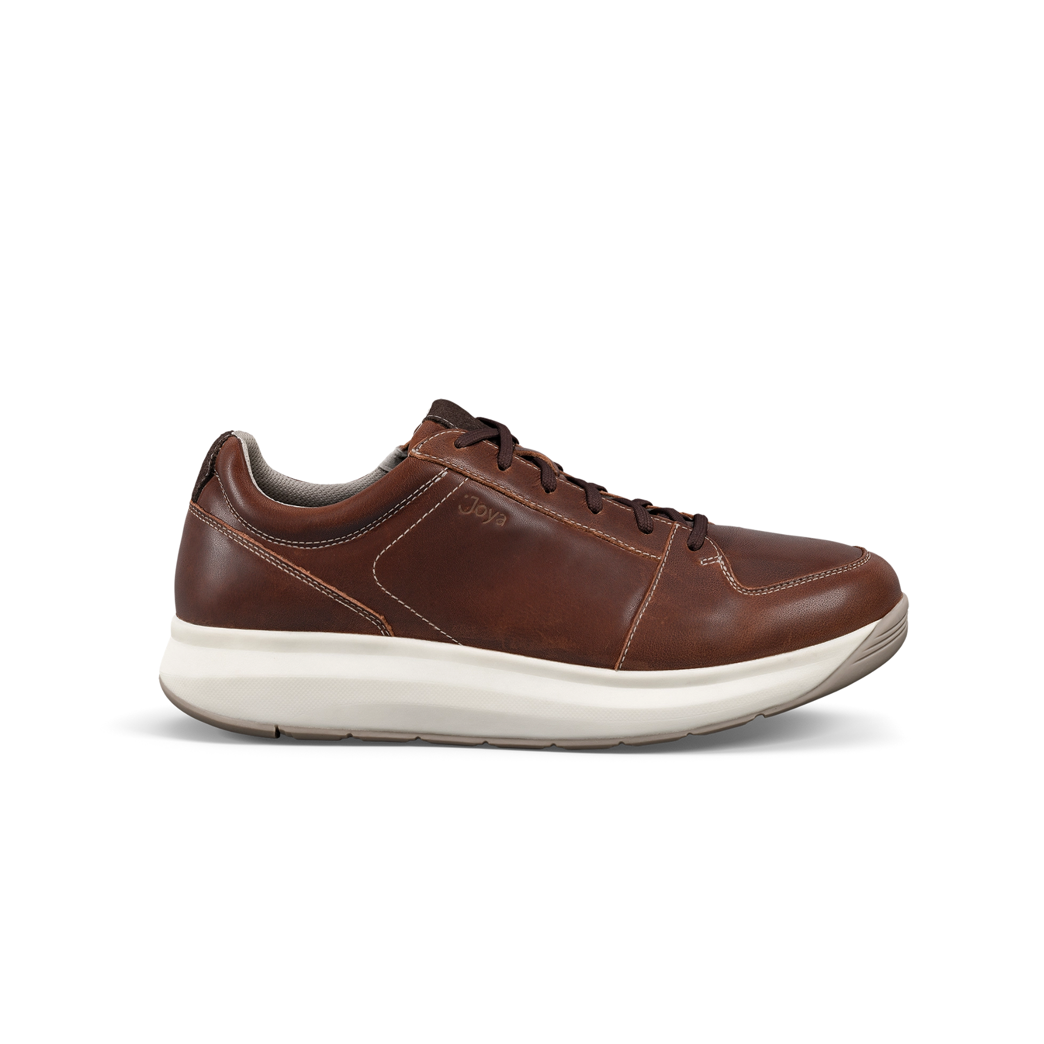 Brown leather sneaker on a white background
