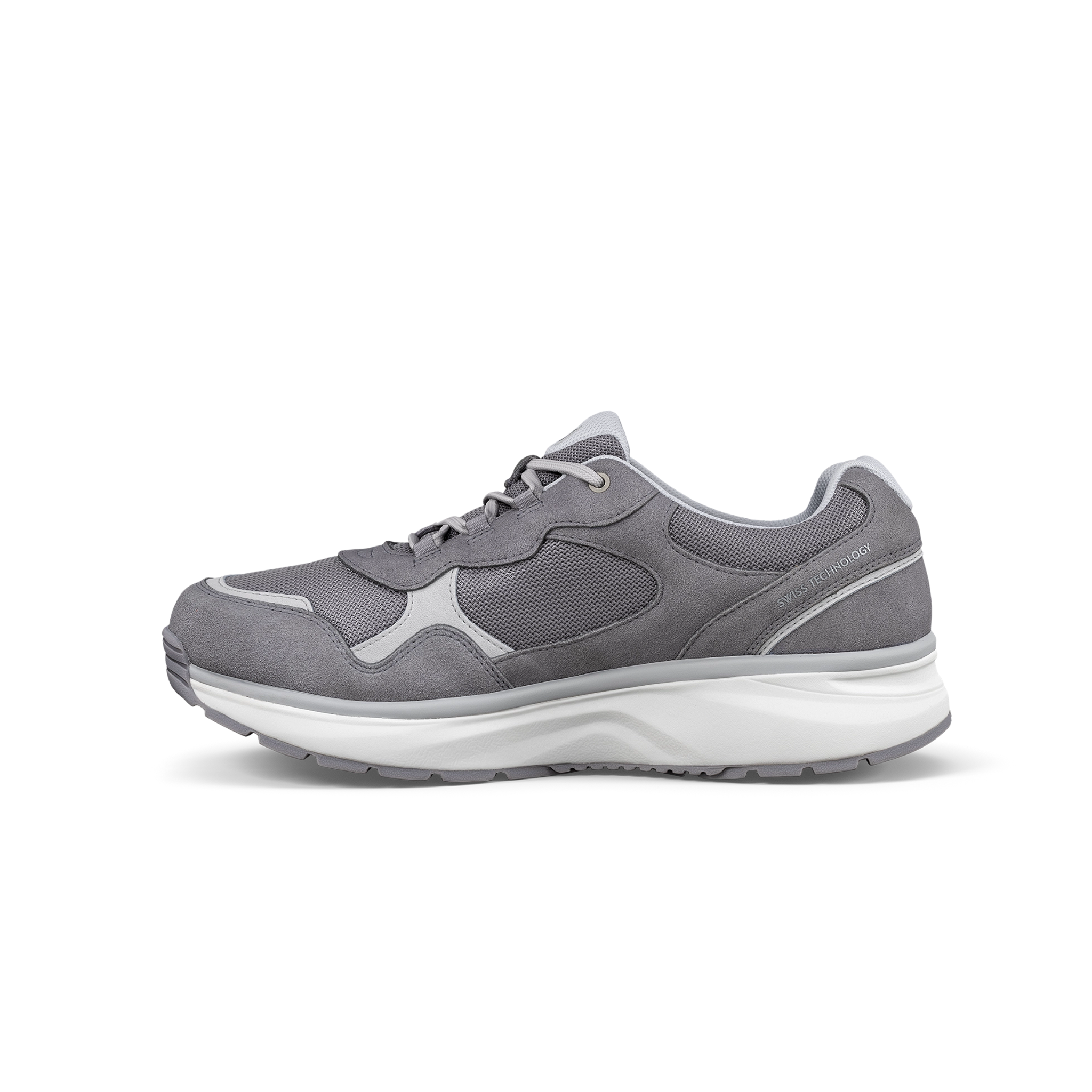 Gray athletic shoe on a white background