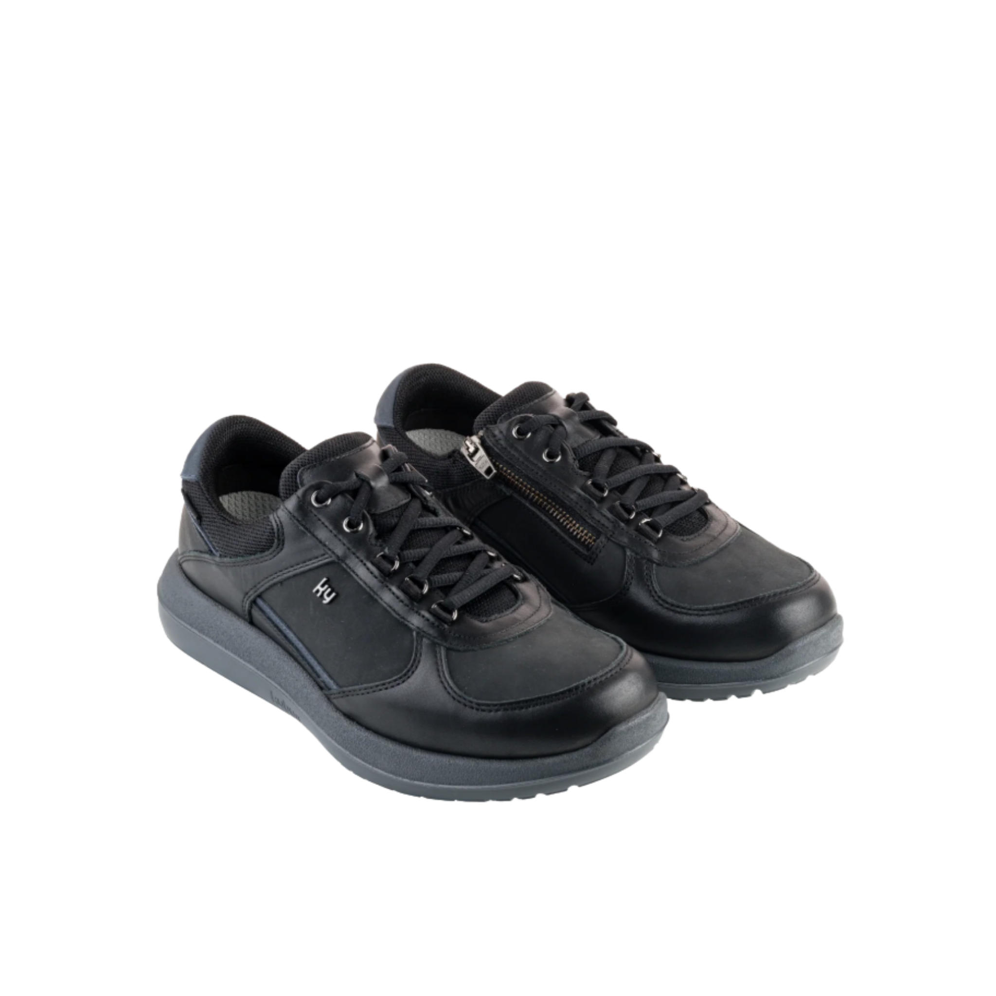 side view with a zip of the kybun Men's Rolle Black II Shoe