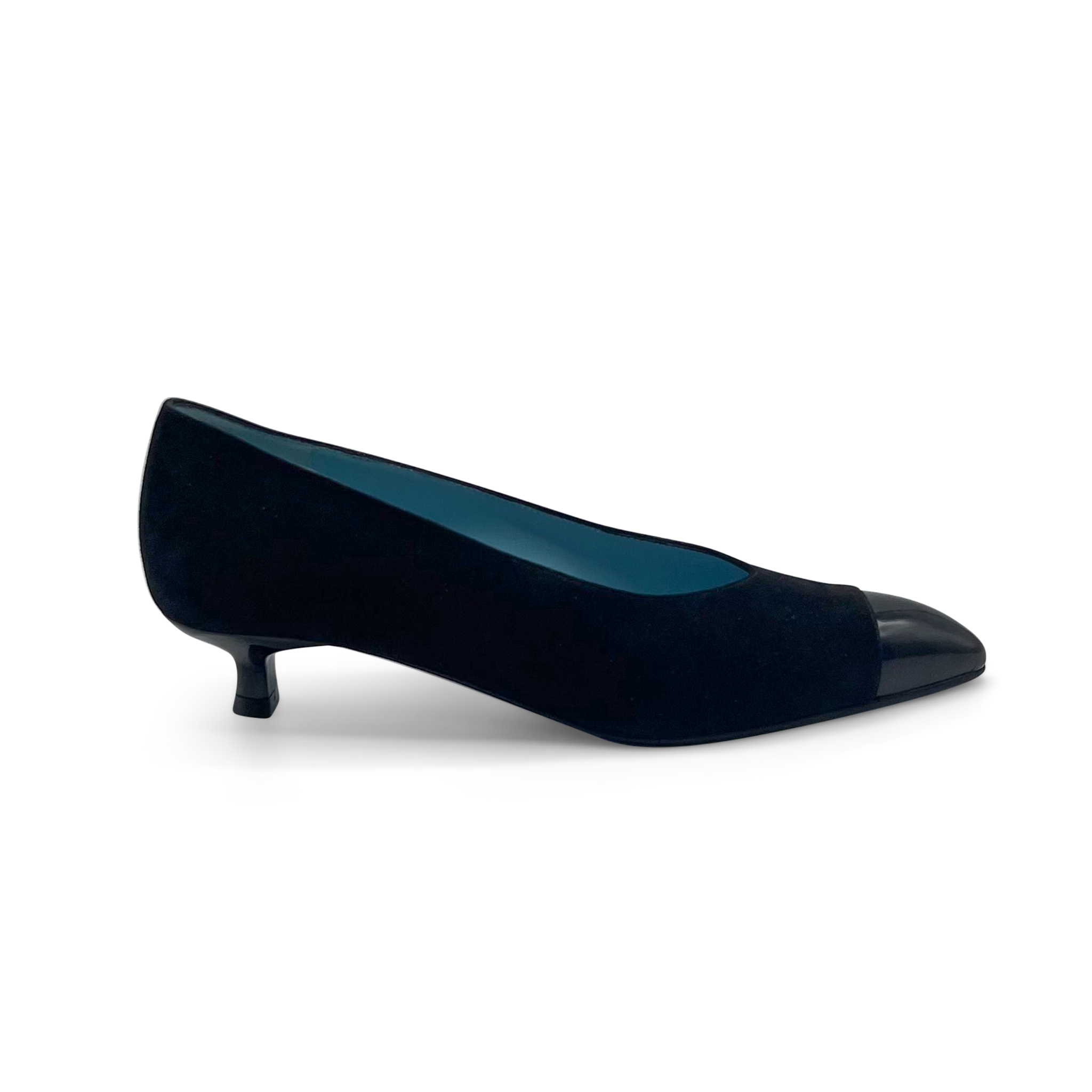Black high-heeled shoe on a white background