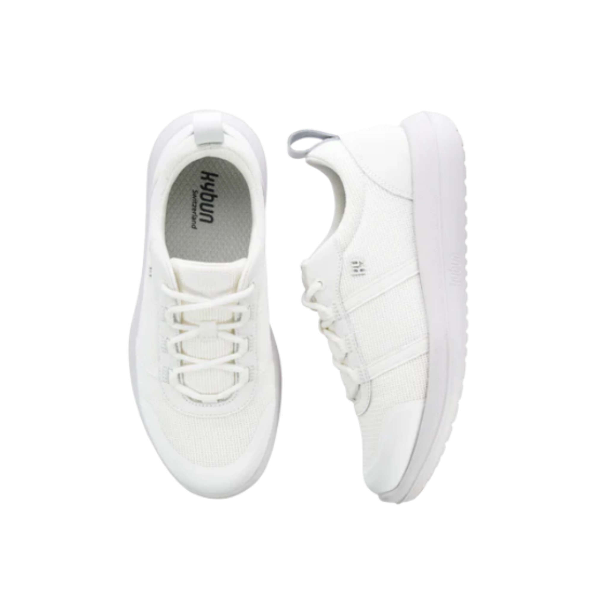 a pair of kybun Women's Langnau White sneaker on white background