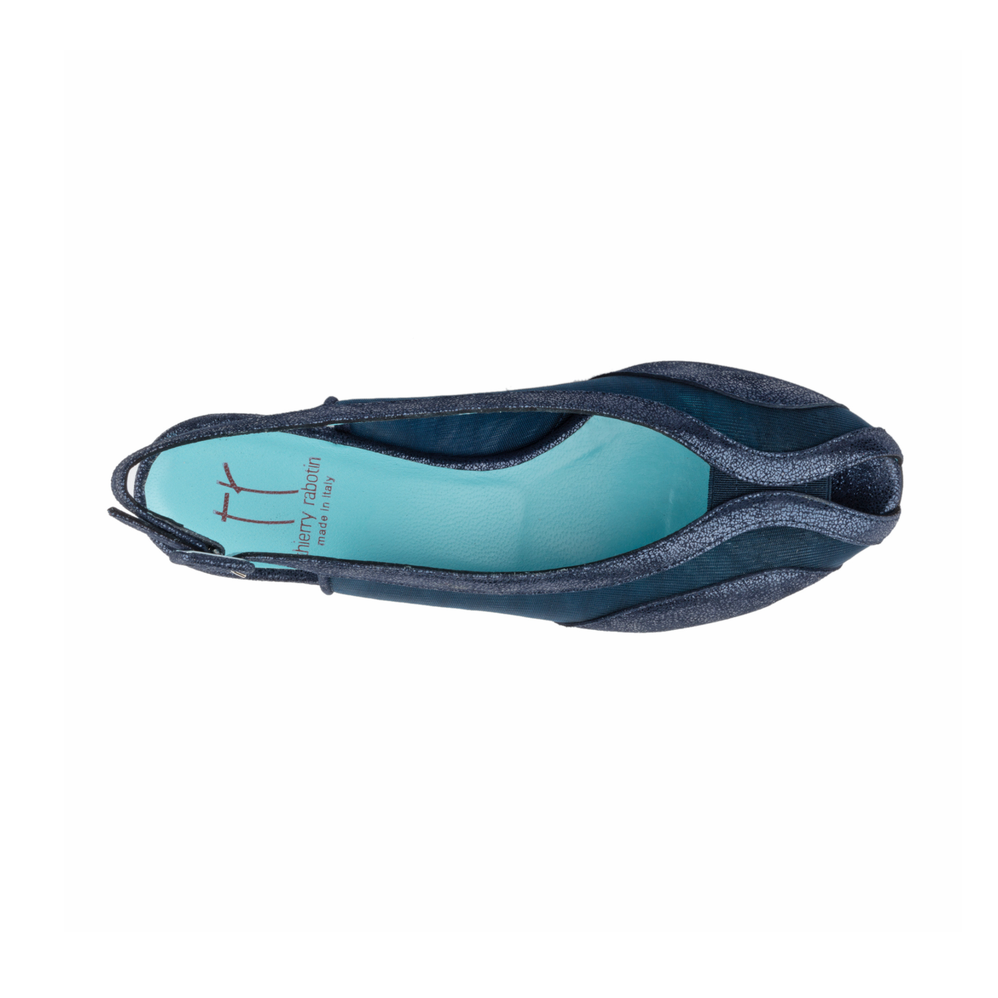 Thierry Rabotin Women's Calvi Soft Muted Metallic Blue Peep Toe Slingback Wedge