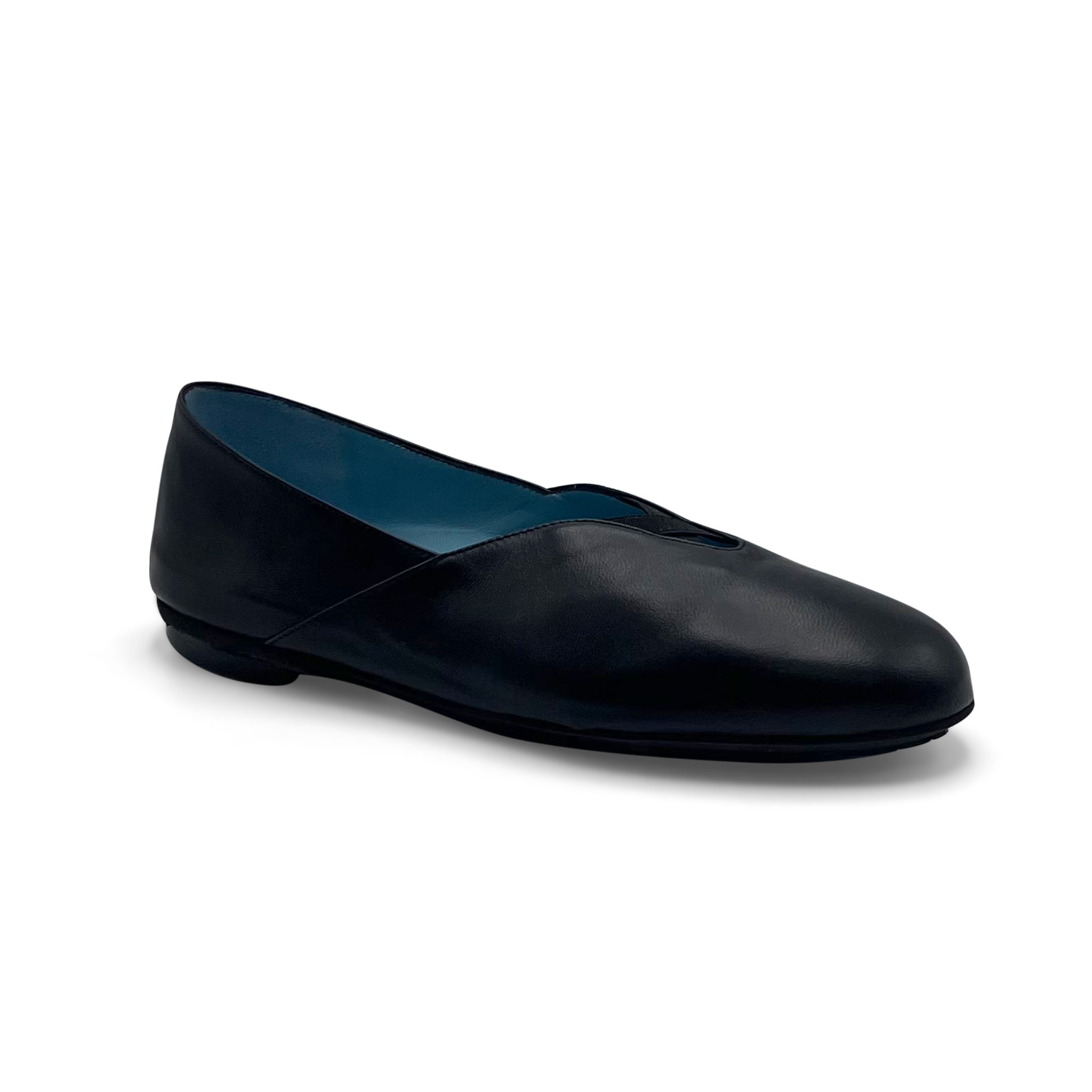 Black flat shoe on a white background
