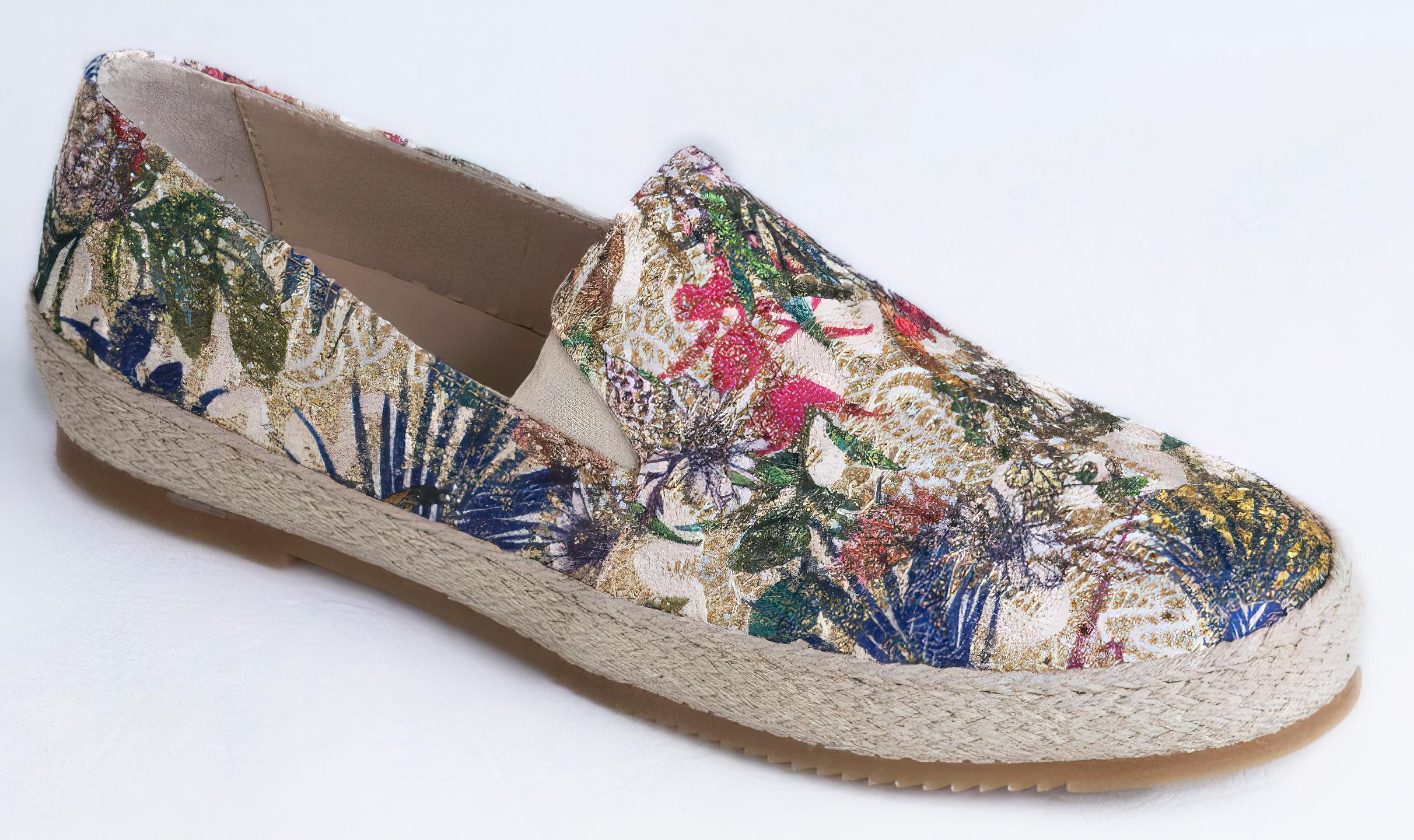 DI CHENZO Women's Mira-389 Golden Floral Leather Shoe