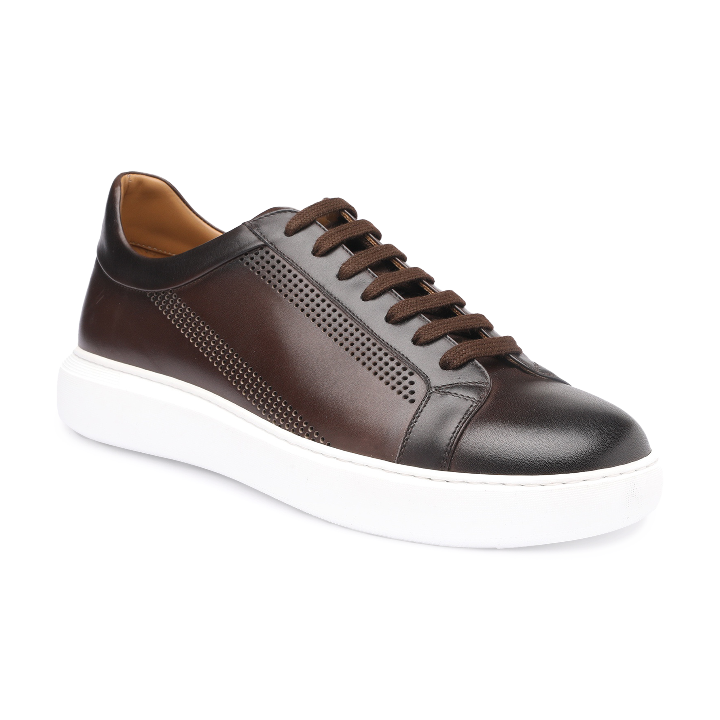 DONATELLO MEN'S DERON ANTIQUE CALF BROWN PERFED LEATHER LACE SHOE