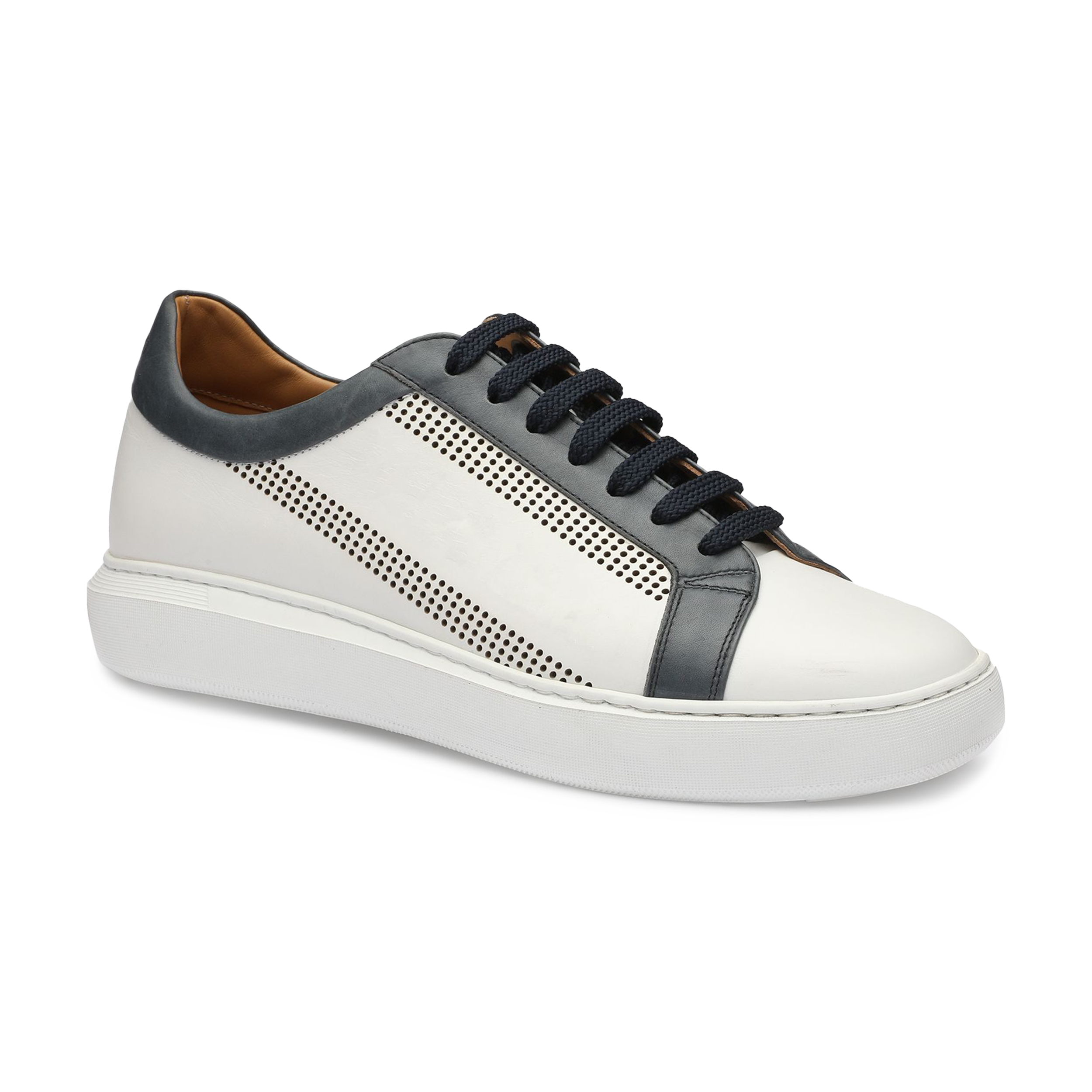 Donatello Men's Deron Calf White and Blue Lace Perfed Leather Shoe