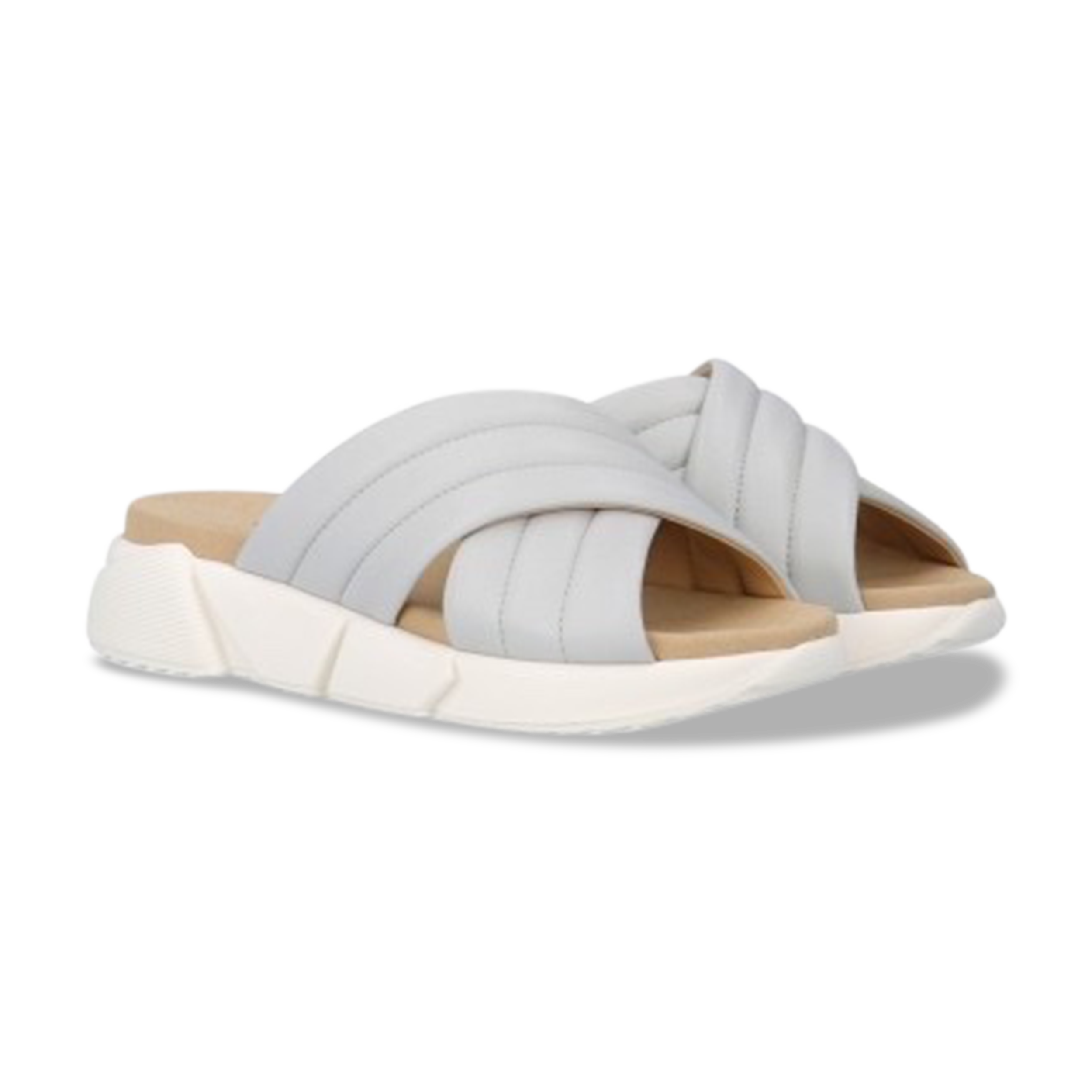 Giovanni Fabiani Women's Elora Light Grey Smooth Leather Slide Sandal