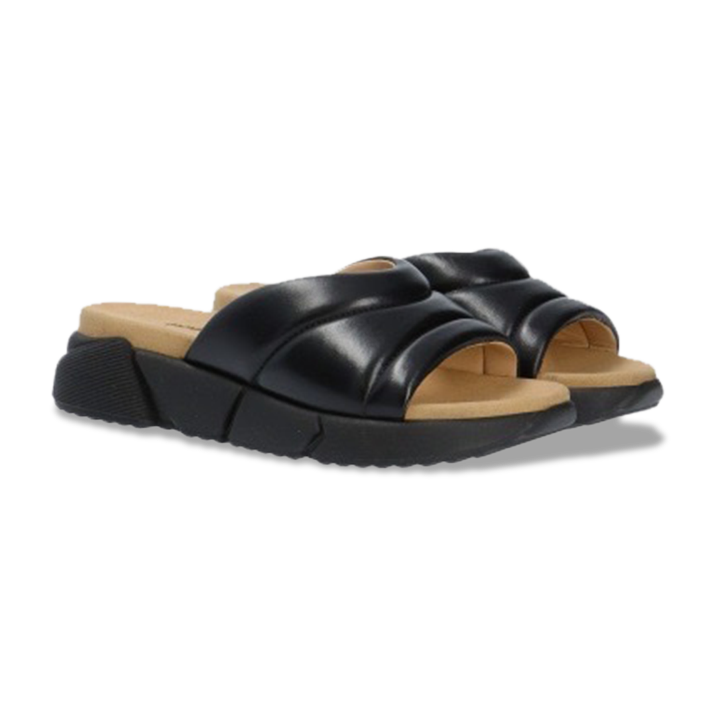 Giovanni Fabiani Women's Erin Smooth Black Leather Slide Sandal