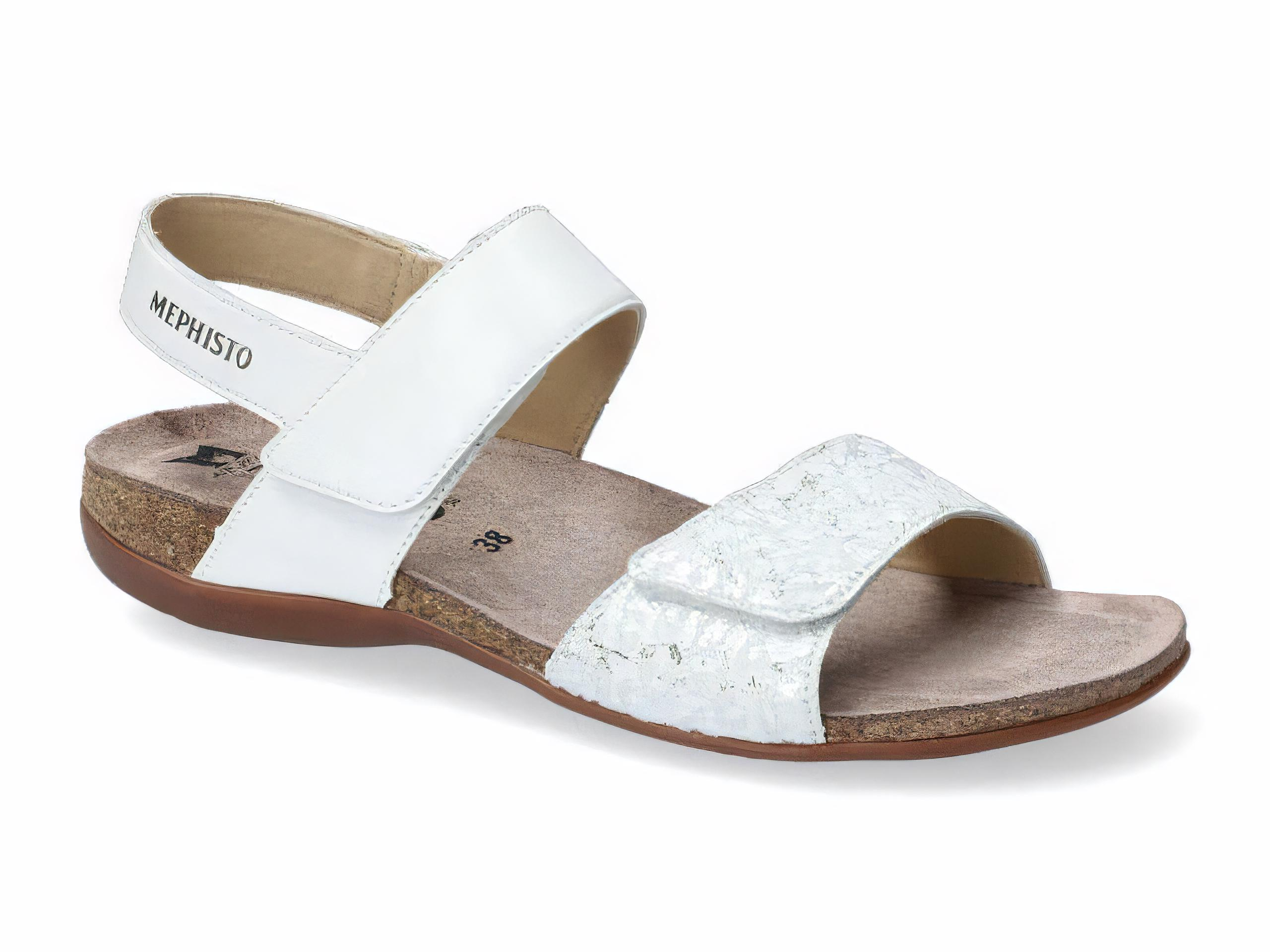 Mephisto Women's Agave White Leather and Silver Metallic Jaguar
