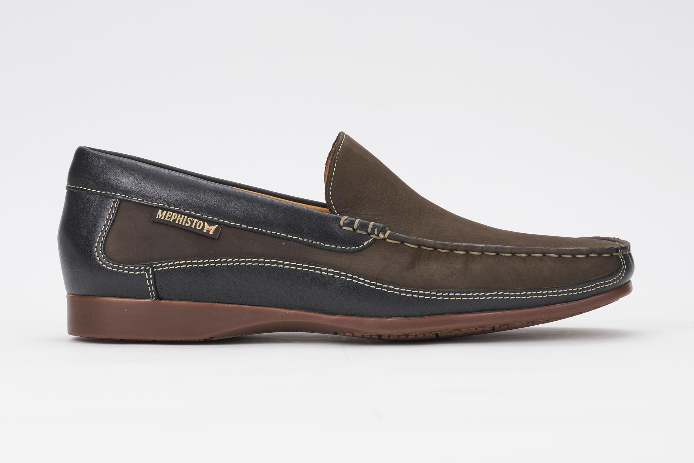 Mephisto Men's Baduard Dark Brown Nubuck and Black Calf Loafer