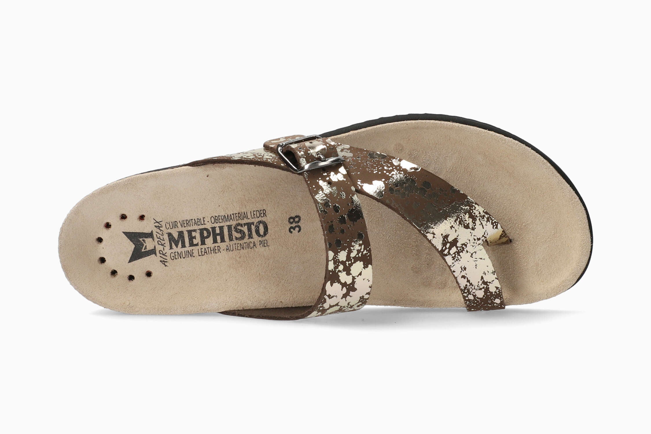 Mephisto Women's Helen Dark Brown Paint Leather Sandal