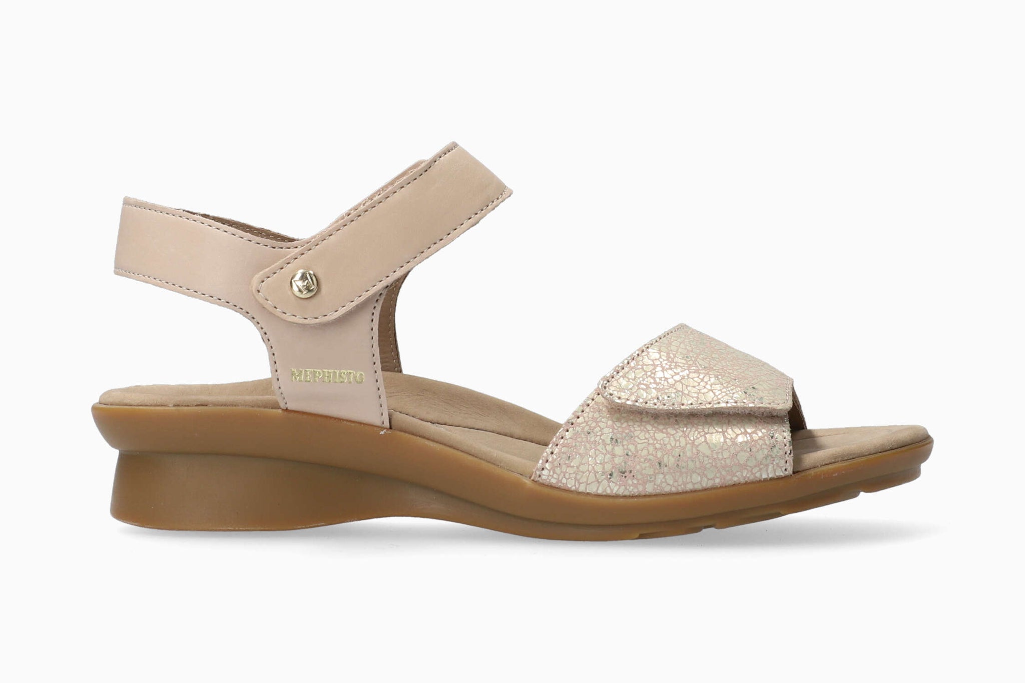 Mephisto Women's Pattie Light Taupe Metallic And Smooth Leather Combo Sandal