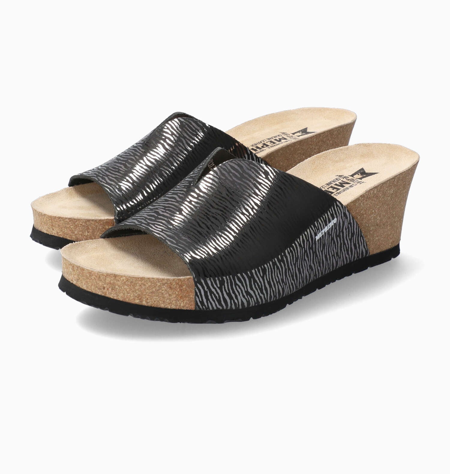 Mephisto Women's Lisane Black Zebra Print Leather Wedge Sandal