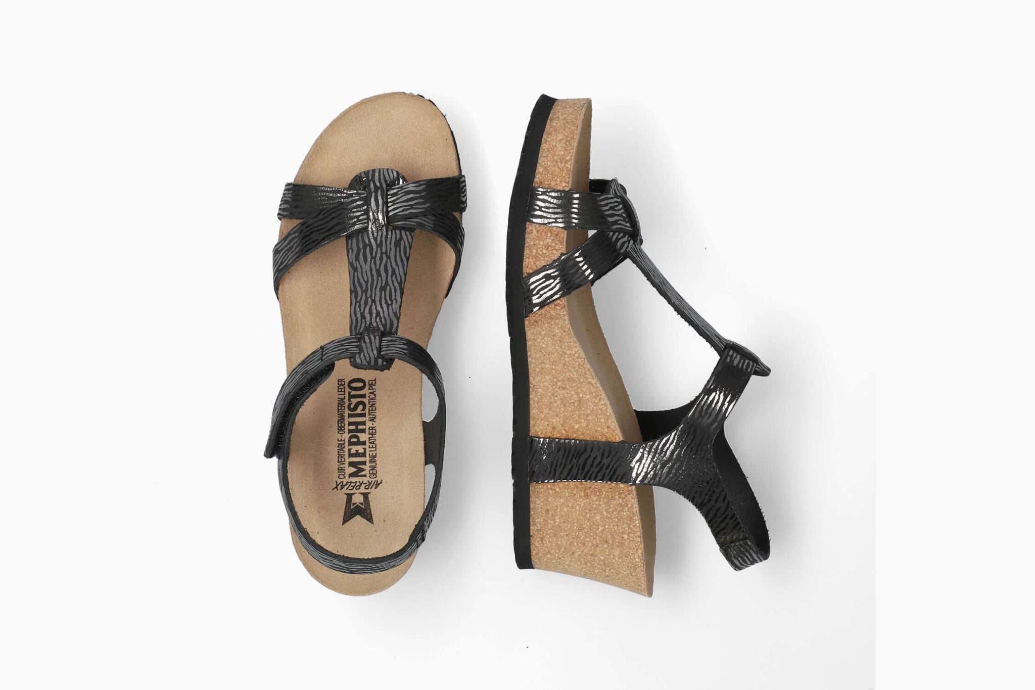 Mephisto Women's Liviane Black Zebra Leather Wedge