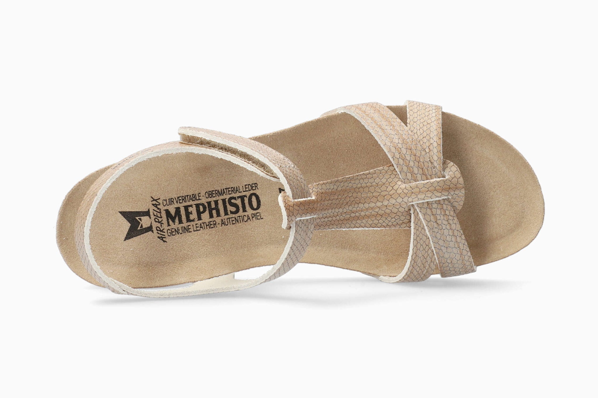 Mephisto Women's Liviane Light Sand Reptile Print Leather Wedge