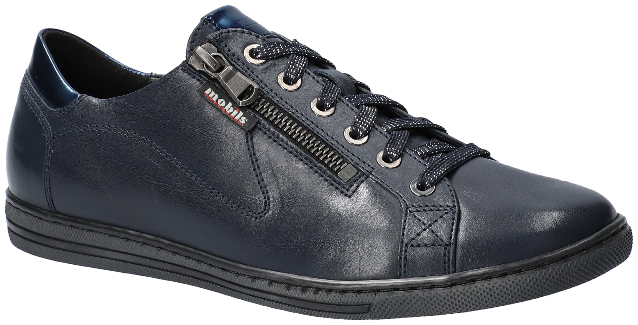 Mephisto Mobils Women's Hawai Deep Blue Silk Leather Walking Sneaker
