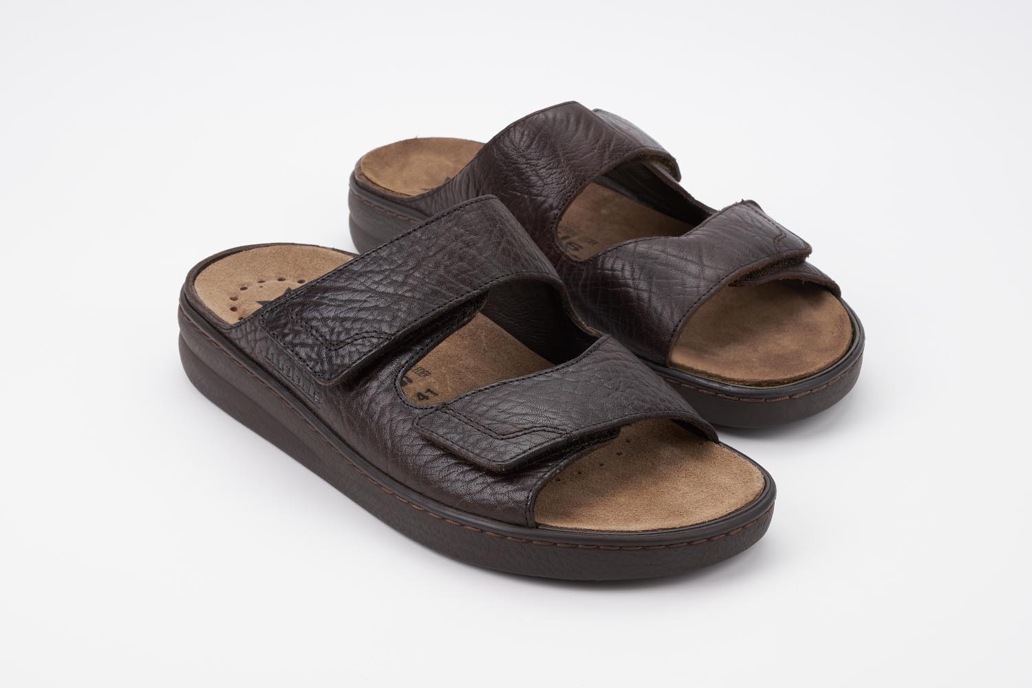 Mephisto Mobils Men's James Dark Brown Grain Leather Sandal