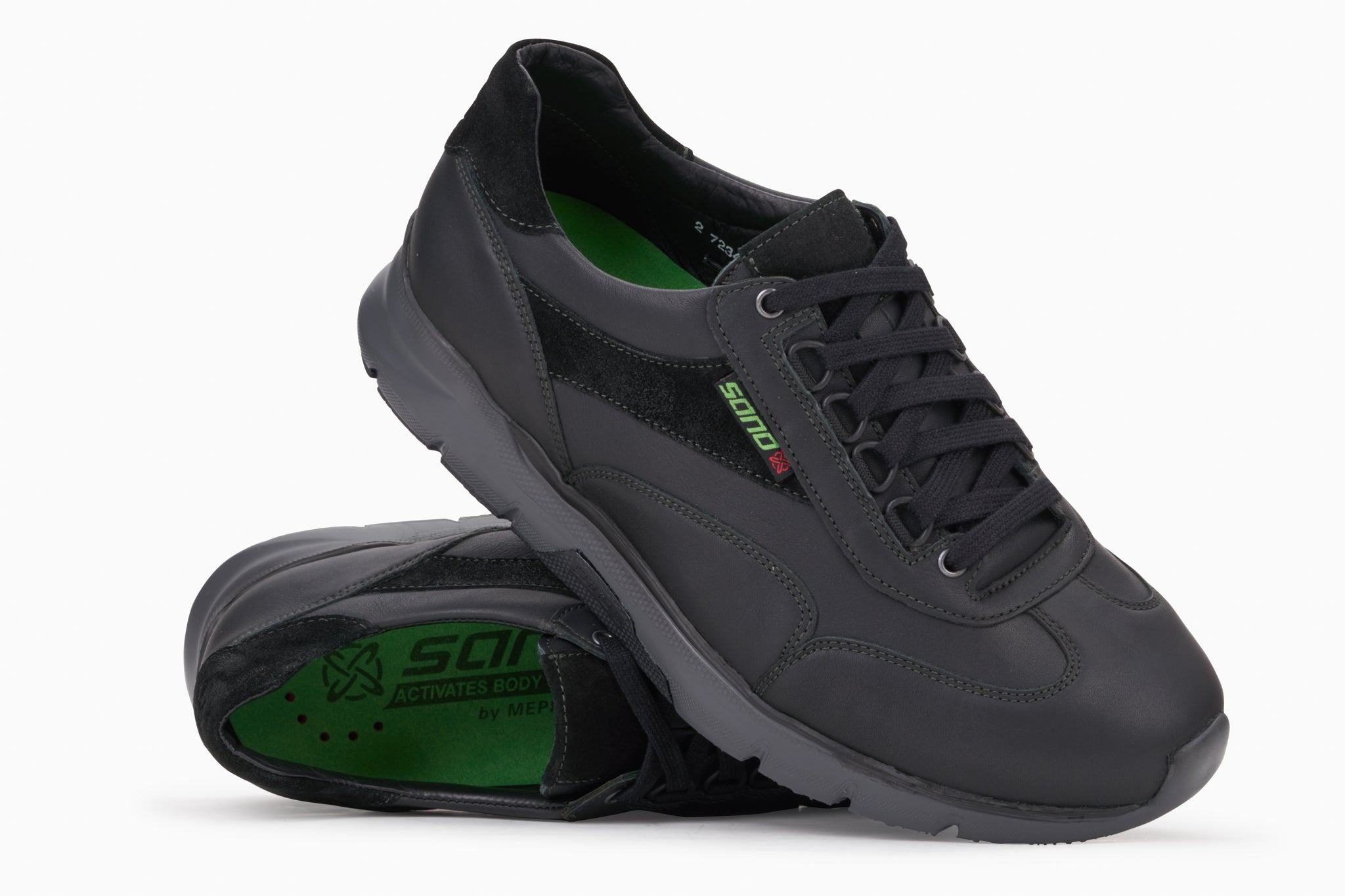 Mephisto Sano Men's Erik Black Smooth Leather And Suede Shoe