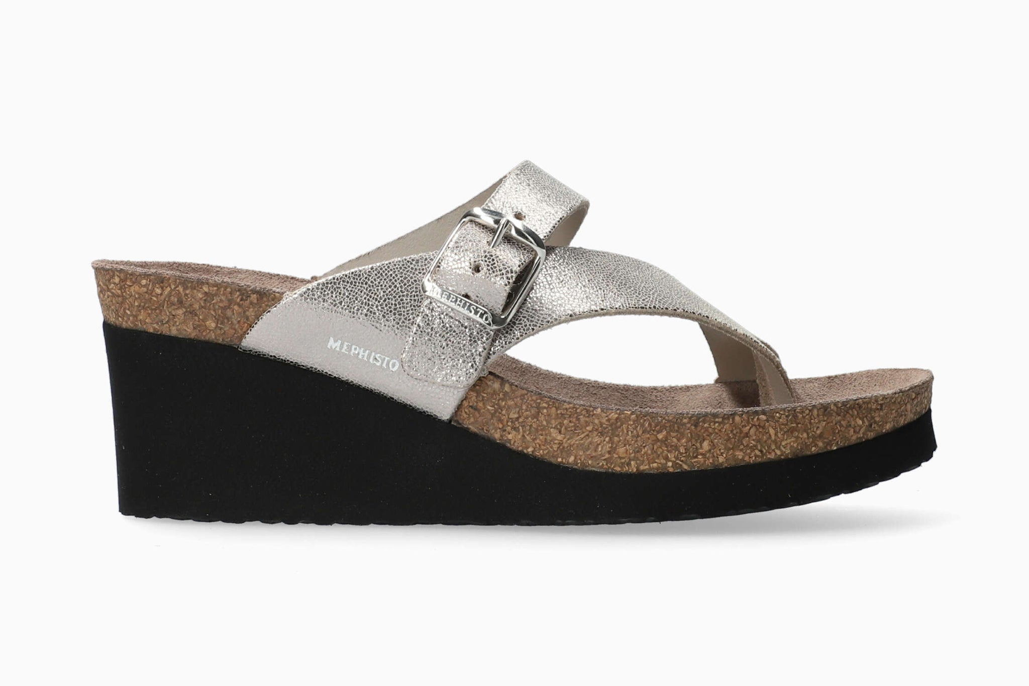 Mephisto Women's Tyfanie Silver Metallic Leather Wedge