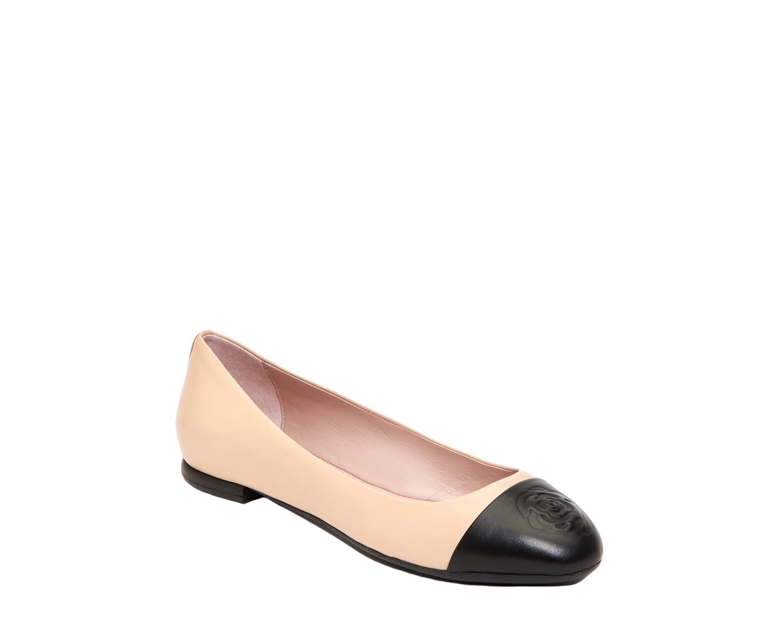 Taryn Rose Women's Rosa in Beige and Black Leather Combo Ballet Flat