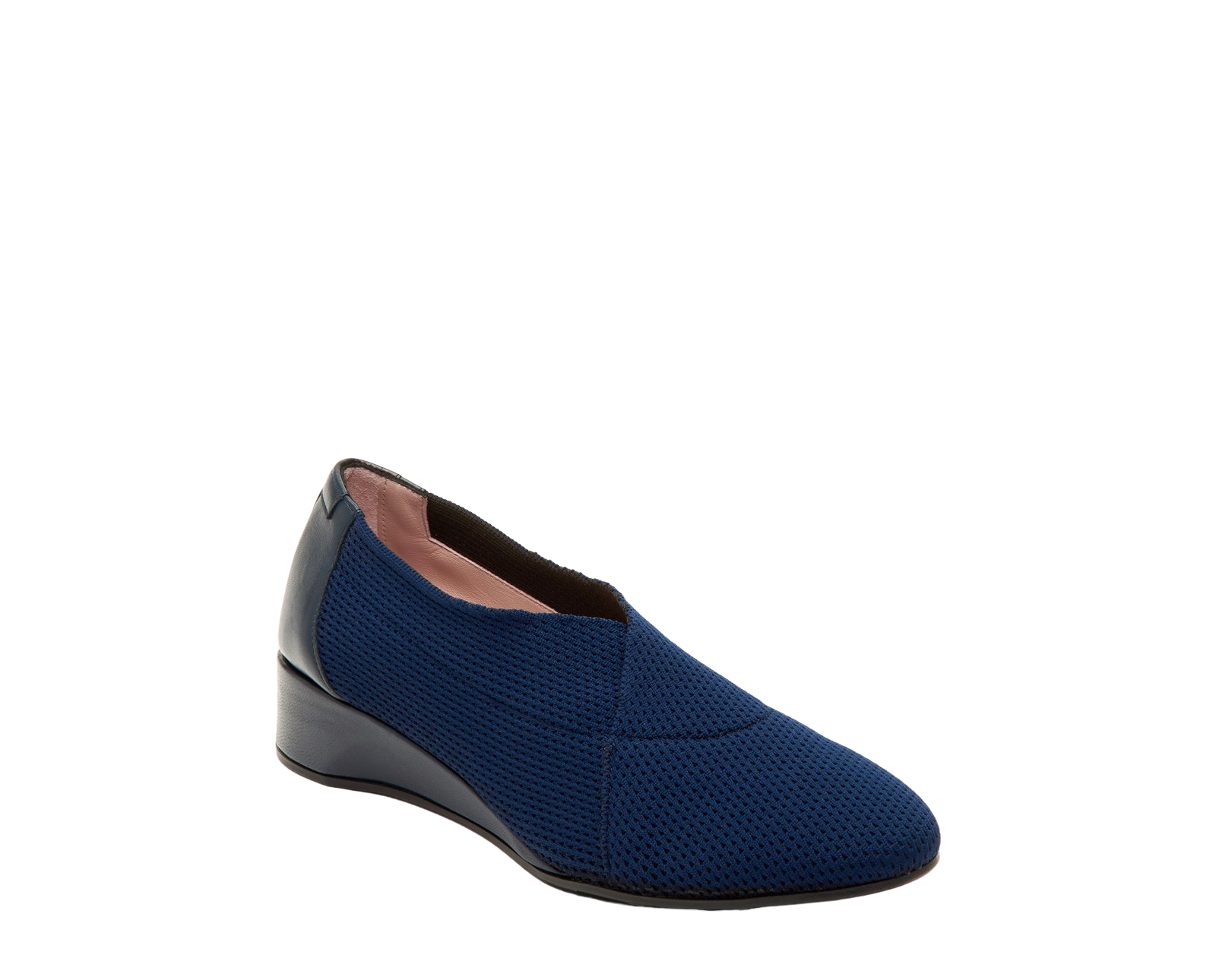 Taryn Rose Women's Celeste Navy Knit Leather Combo Slip-On Wedge