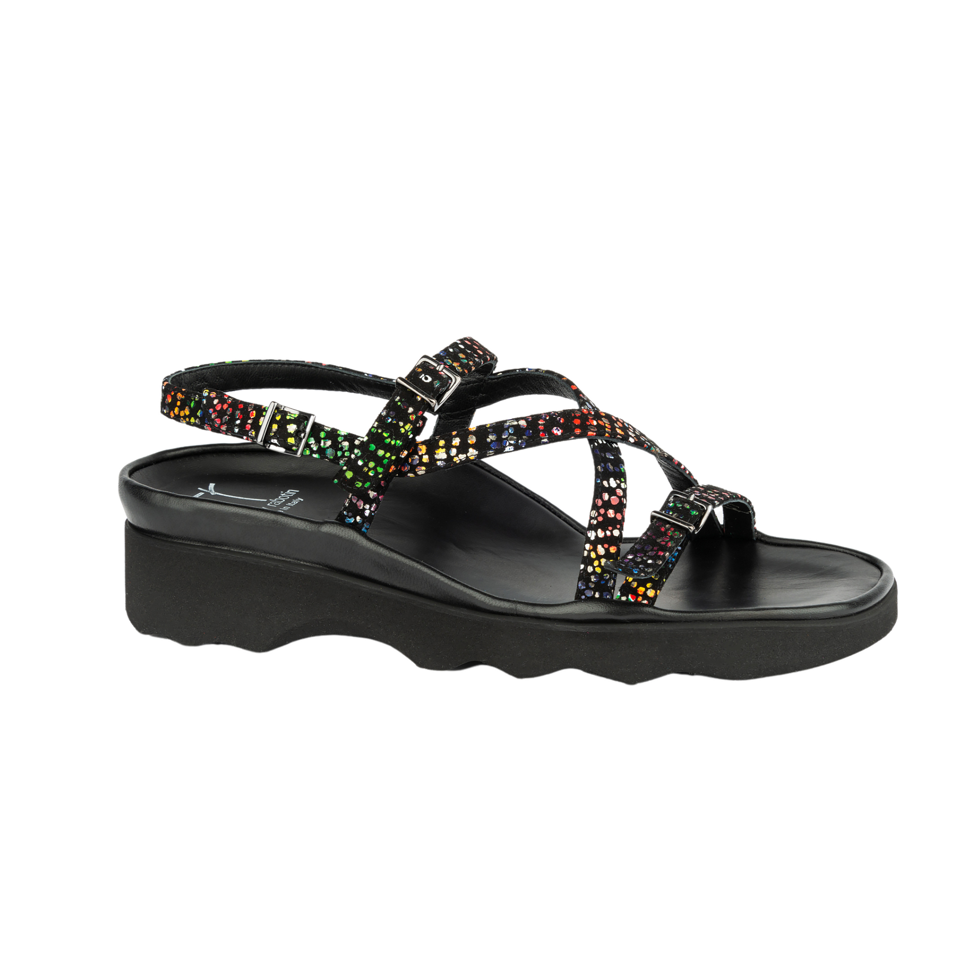 hierry Rabotin Sandals - Wave Black Sandal Multicolored Suede