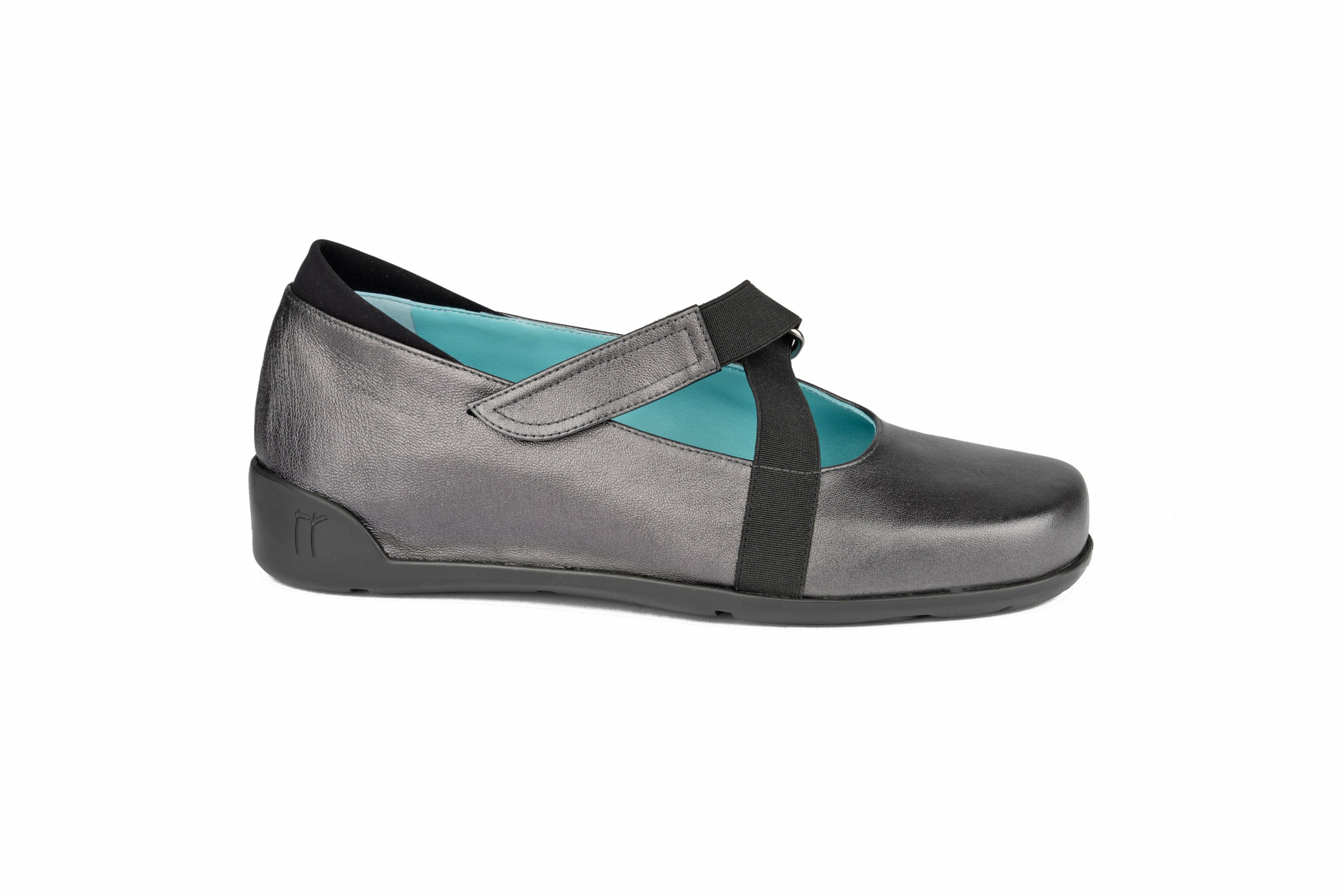 Thierry Rabotin Women's Koichi 4904A Metallic Wash Black Leather with Black Elastic Velcro Closure Shoe