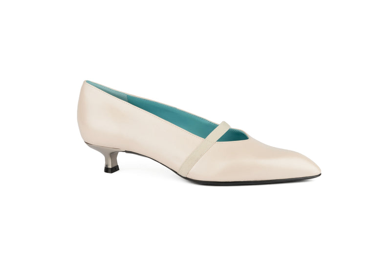 Thierry Rabotin Women's Paulette C378G1A Pearlized Ivory Base with Beige Mary Jane Kitten Heel Combo