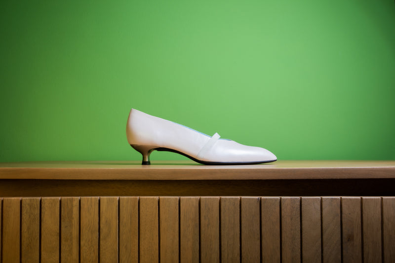 Thierry Rabotin Women's Paulette C378G1A Pearlized Ivory Base with Beige Mary Jane Kitten Heel Combo