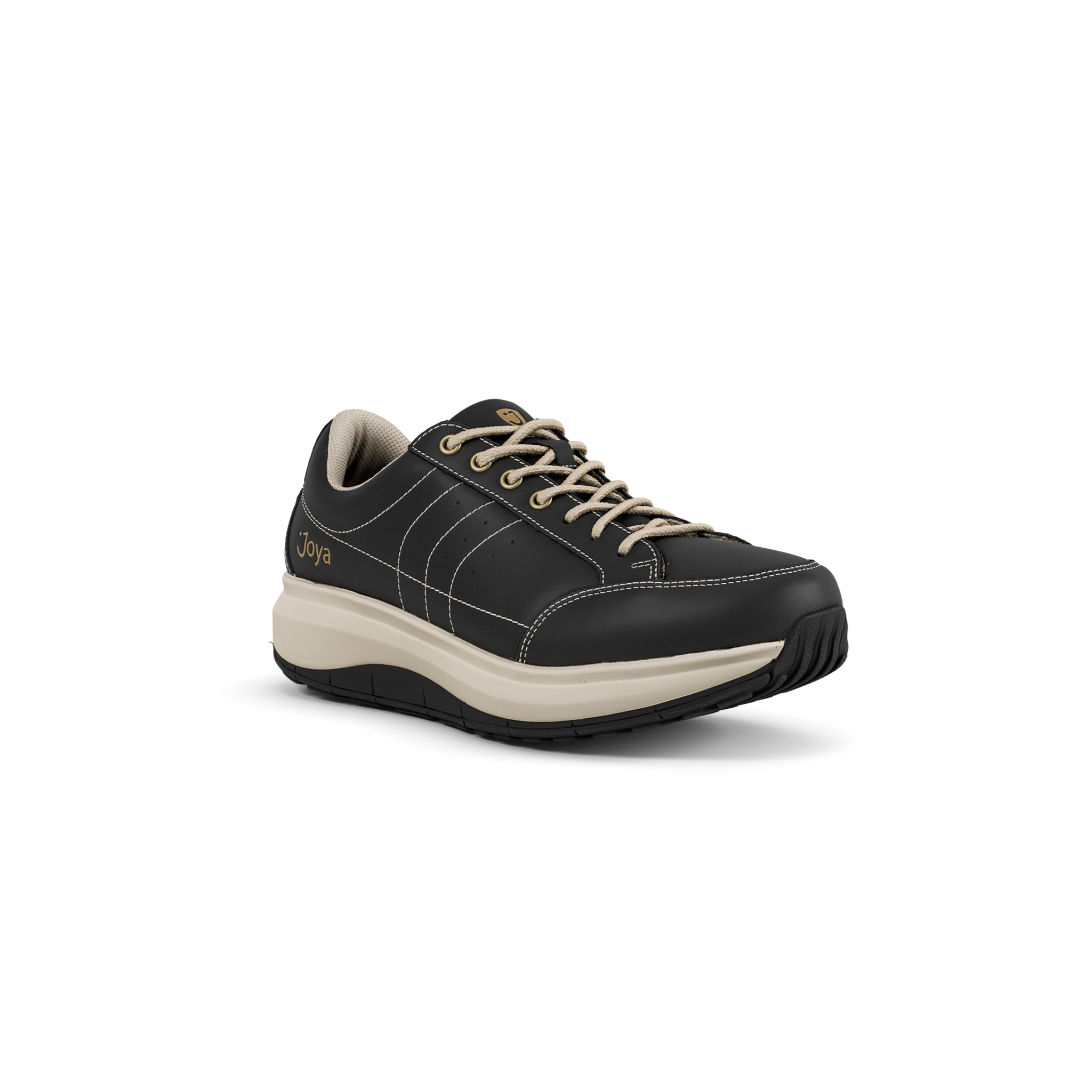 black Joya shoe with white accent quarter view 