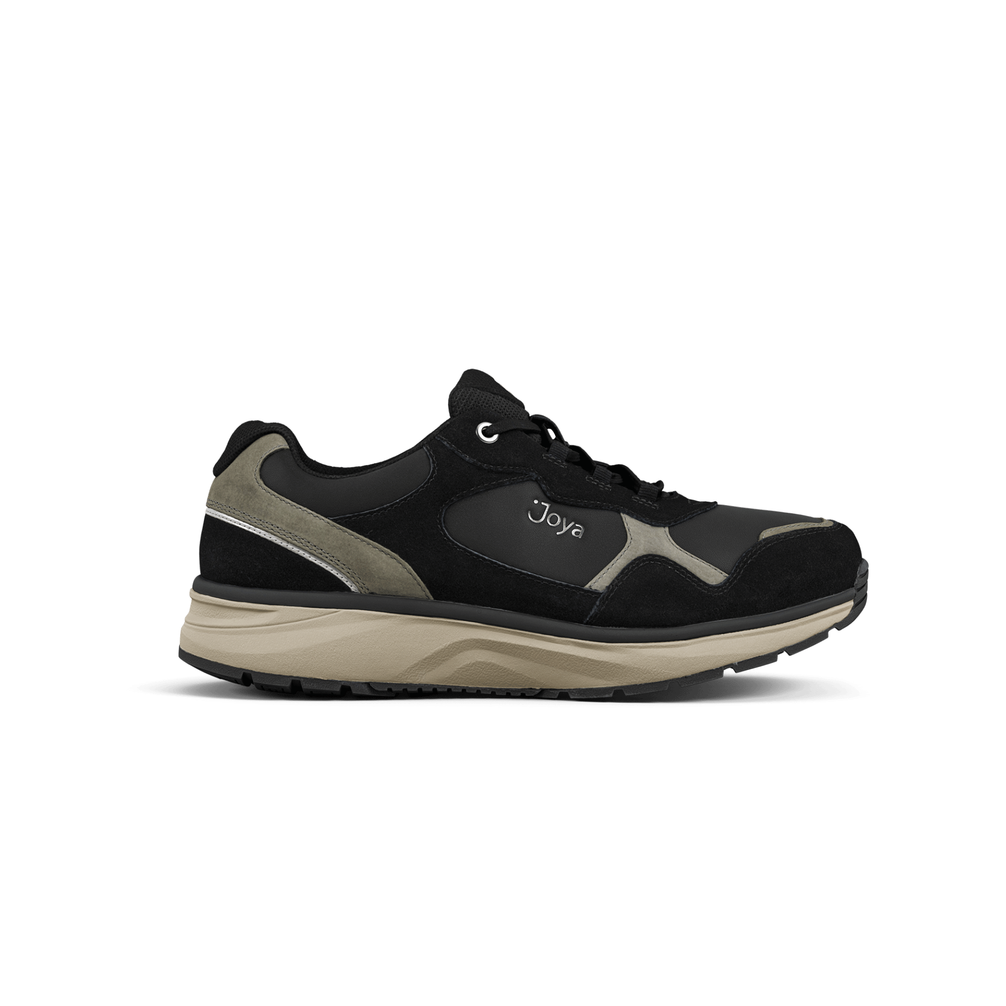 A black and olive green athletic sneaker with a beige midsole and the brand name 'Joya' printed on the side, shown against a plain white background.