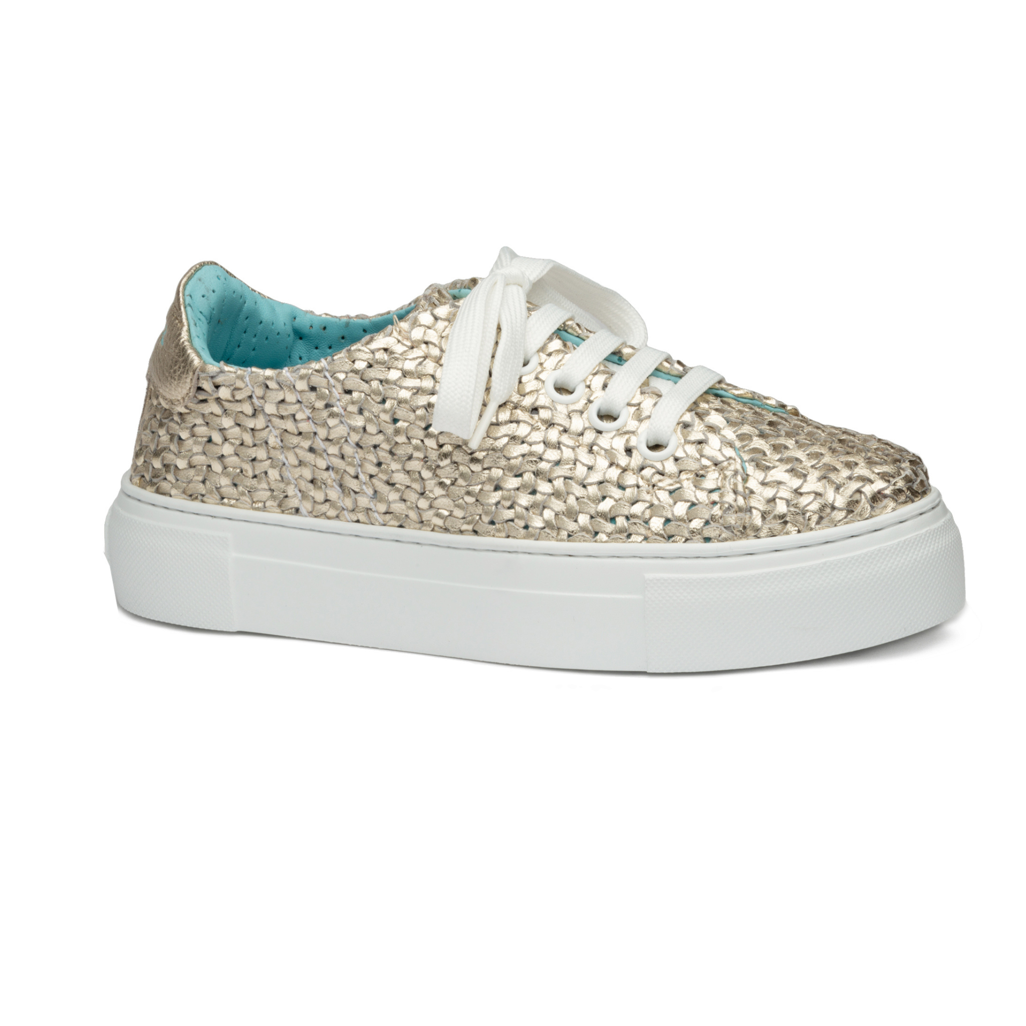 Fifty-12 Alessia Lux Sneaker in Gold Woven Leather 