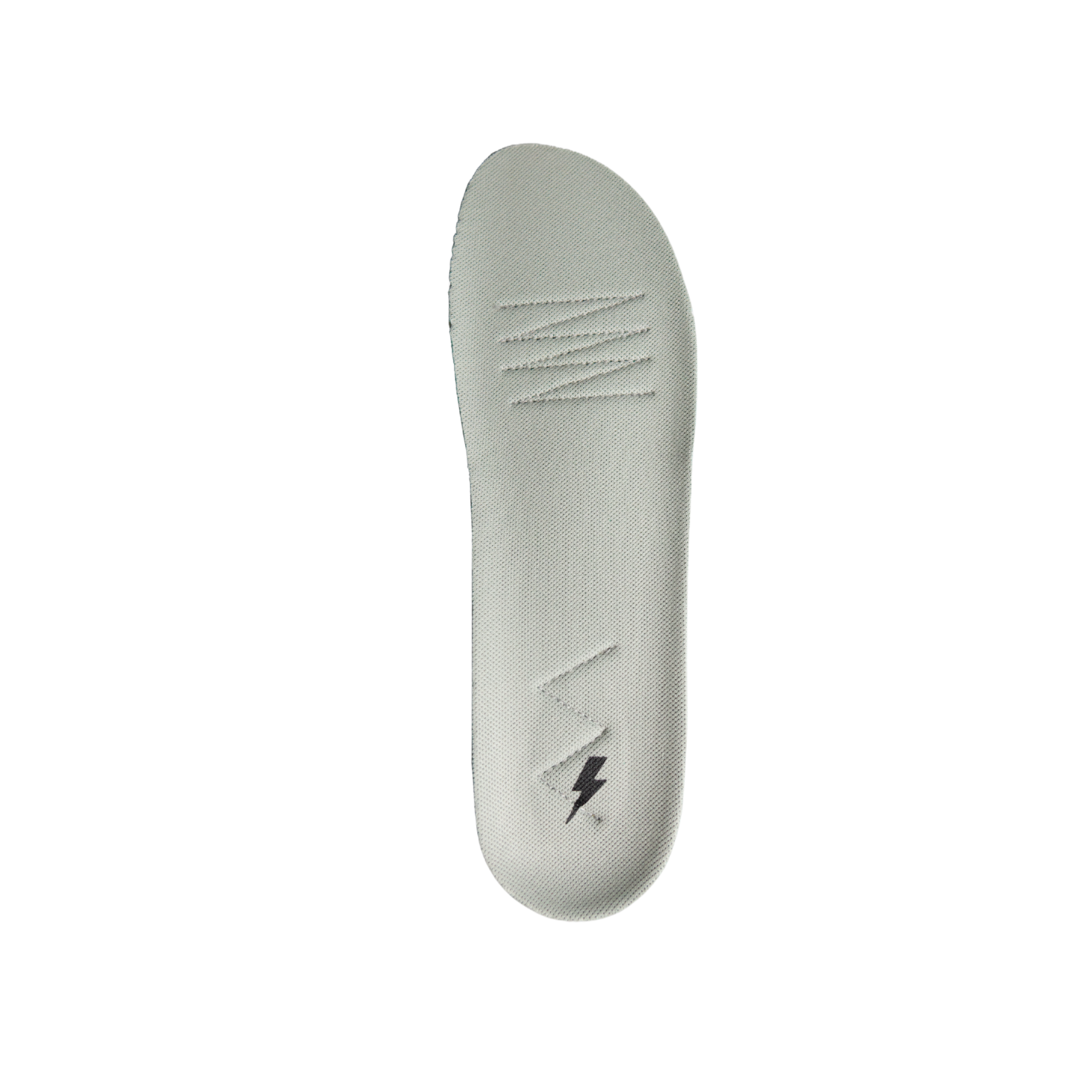 Gray shoe insole with brand logo on a white background