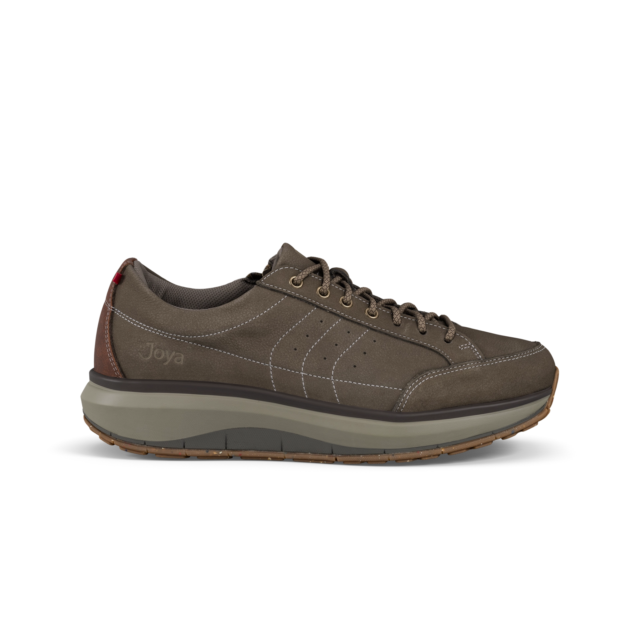 Brown sneaker with 'Joya' branding on a white background