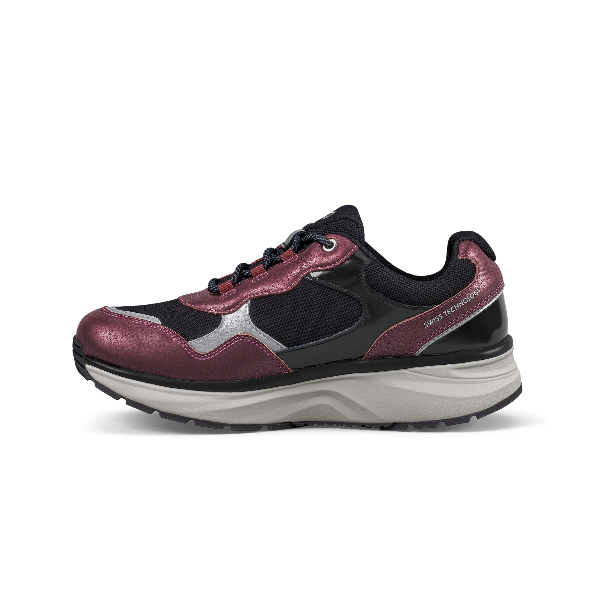 pink and black sneaker on white background