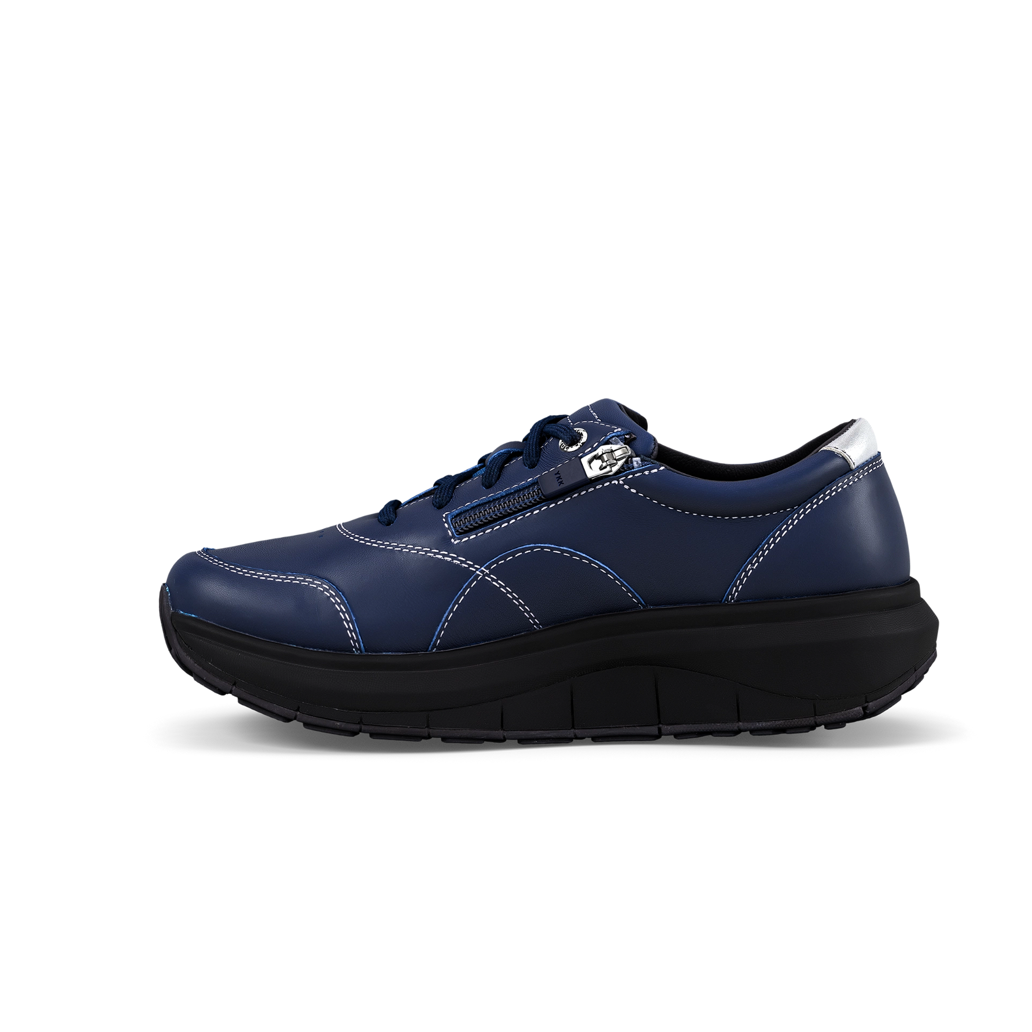 Blue athletic shoe on a white background