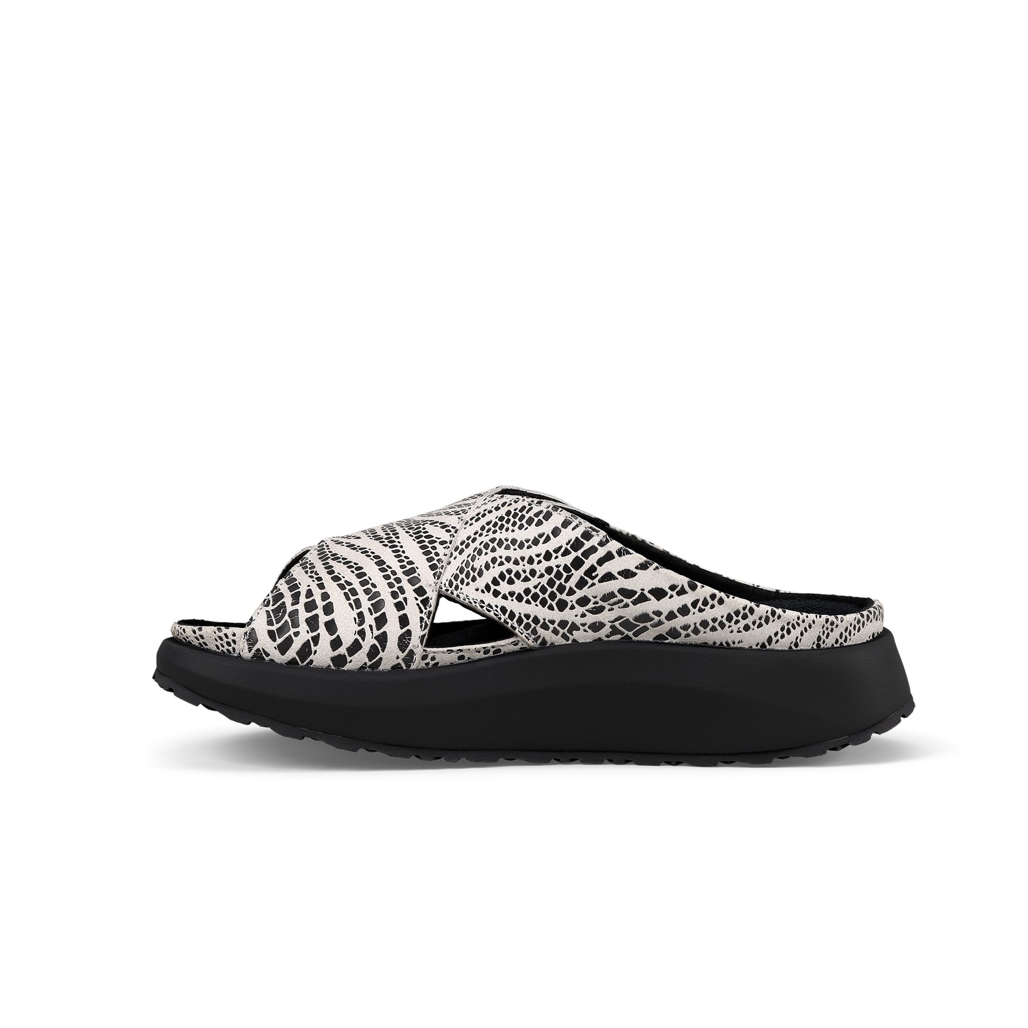 Black and white sandal on a white background